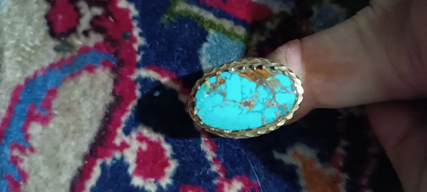 انگشتر جواهرات فیروزه نیشابور رکاب دستی آب طلا|جواهرات|میانه, |دیوار