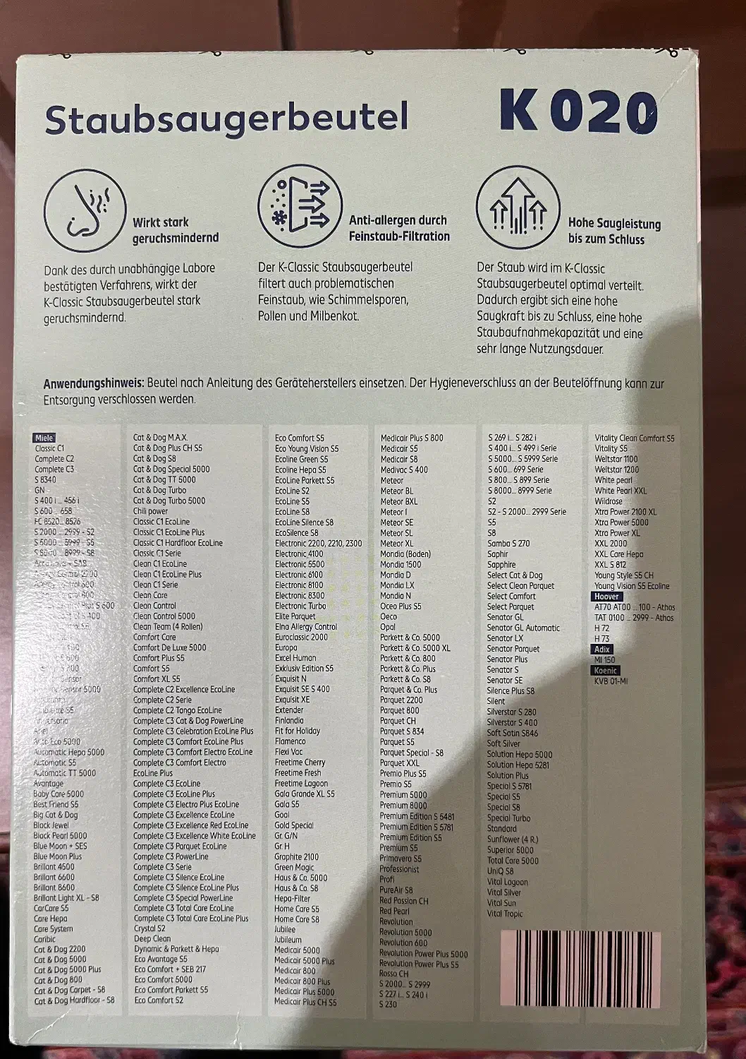 کیسه جاروبرقی K-Classic مدلK020مناسب Miele Hoover|جاروبرقی، جارو شارژی، بخارشو|تهران, امانیه|دیوار