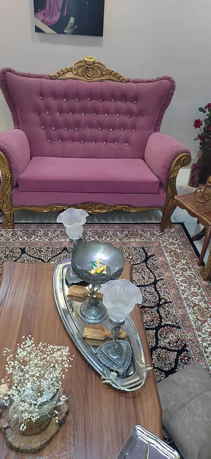 مبل7نفره چوبی|مبلمان خانگی و میز عسلی|قائم‌شهر, |دیوار