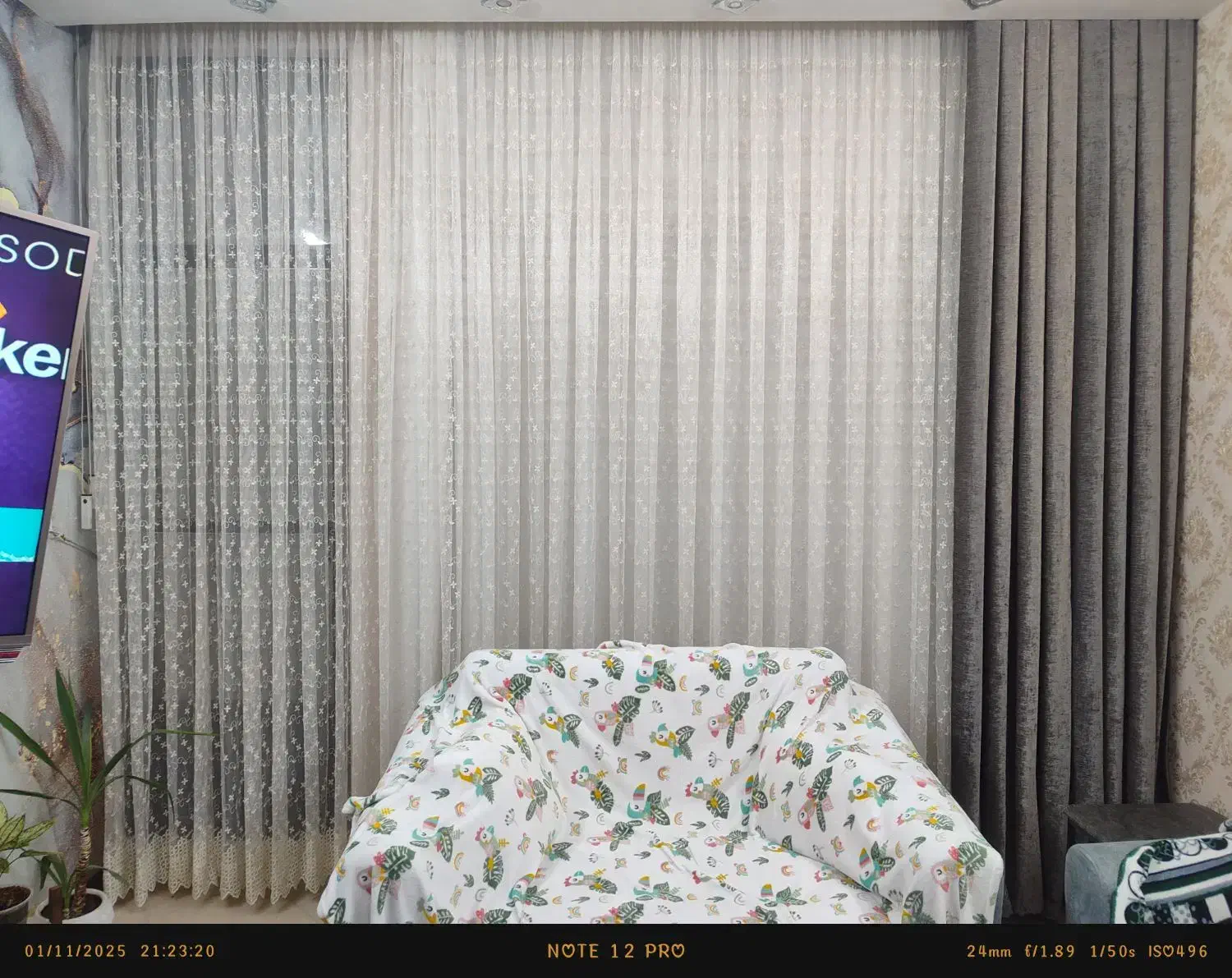 پرده تور با دستک مخمل|پرده، رانر، رومیزی|مشهد, کوثر|دیوار