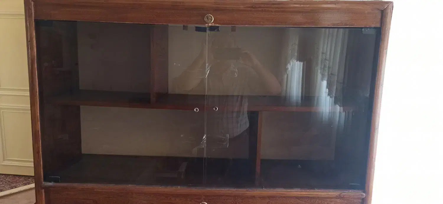 کتابخانه چوبی با در ب شیشه|کتابخانه، شلف، قفسههای دیواری|اردبیل, |دیوار