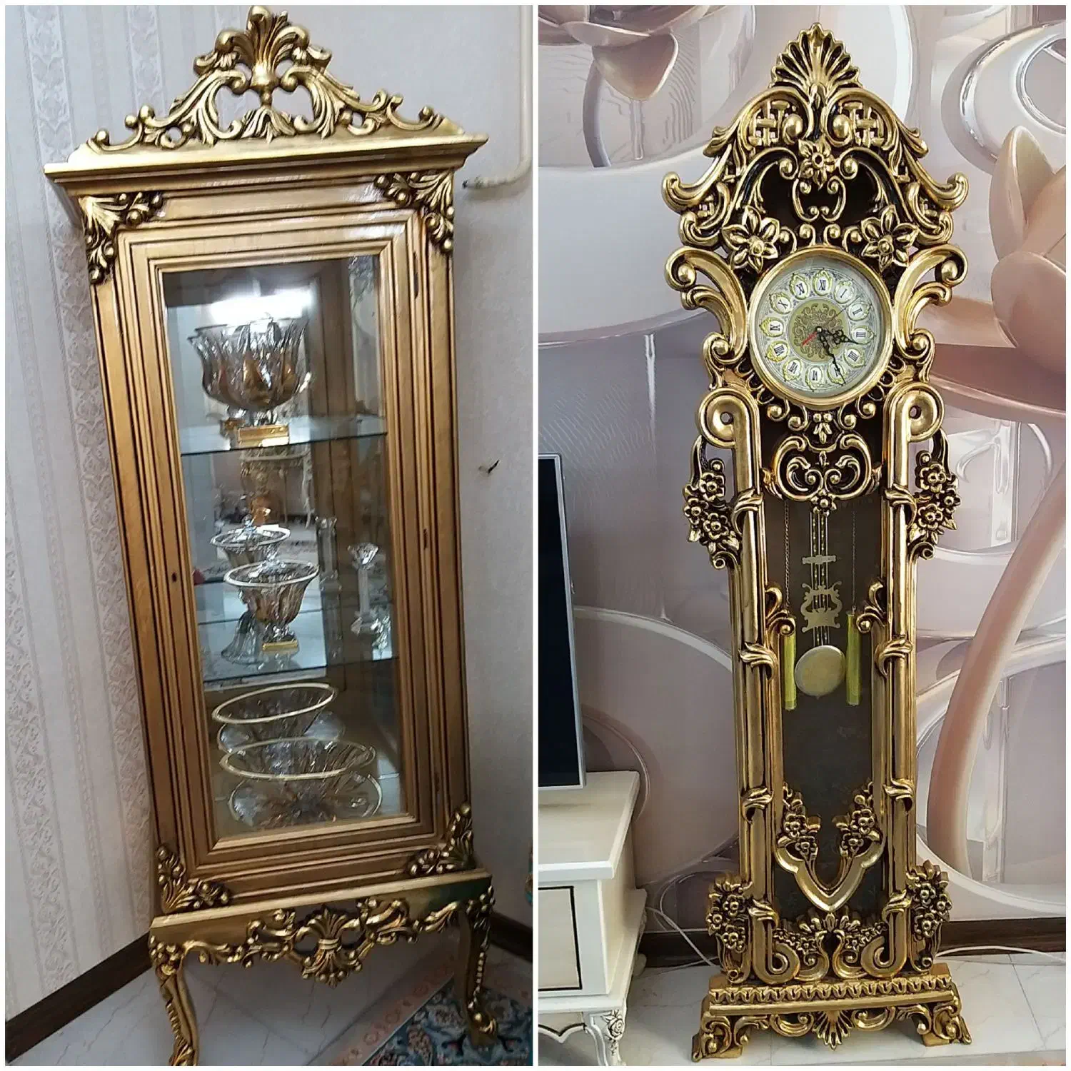 بوفه در حد نو به همراه ساعت ایستاده تمام چوب|بوفه، ویترین، کنسول|دماوند, گیلاوند|دیوار