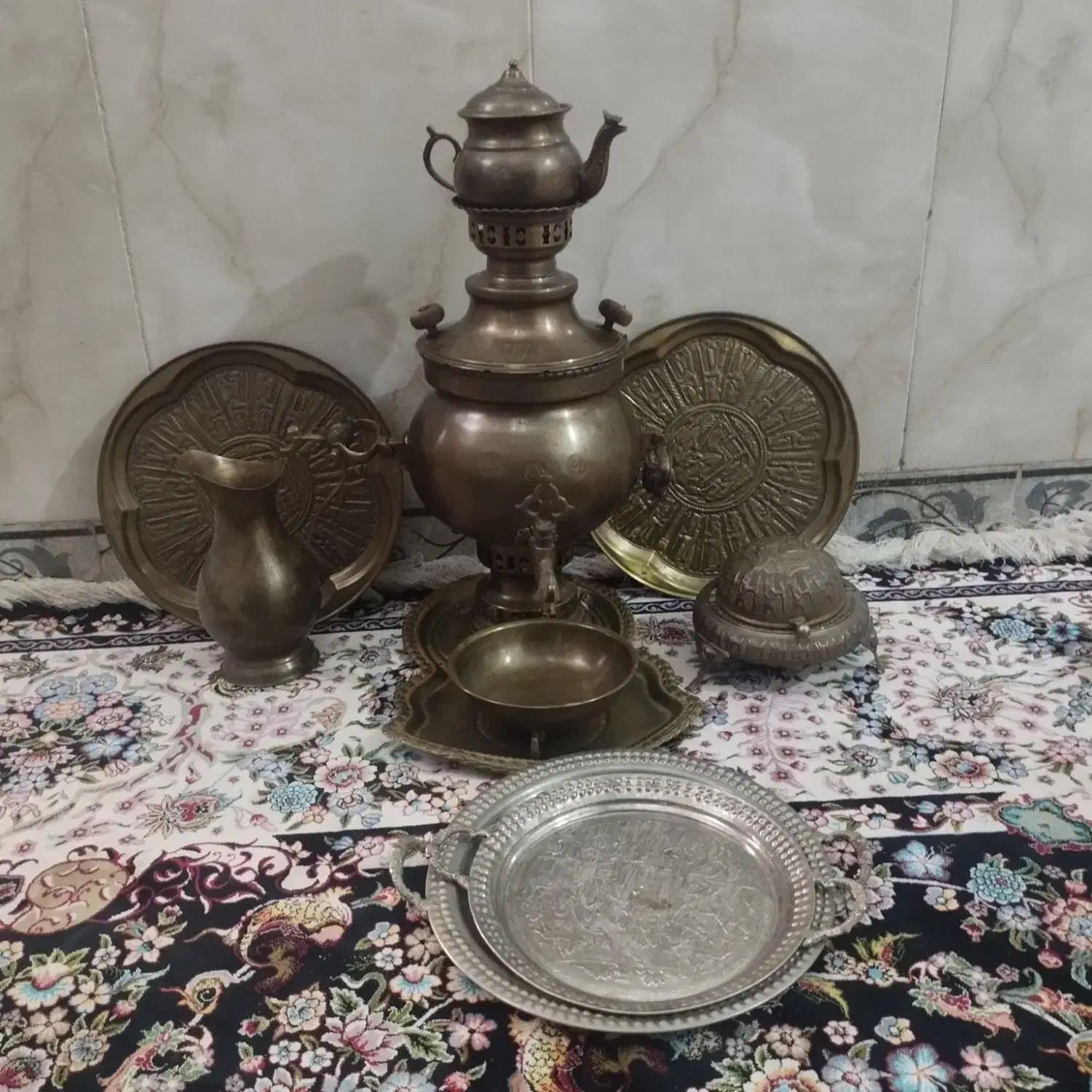 سماور زغالی وقابلمه مسی|کلکسیون اشیاء عتیقه|کرمانشاه, |دیوار