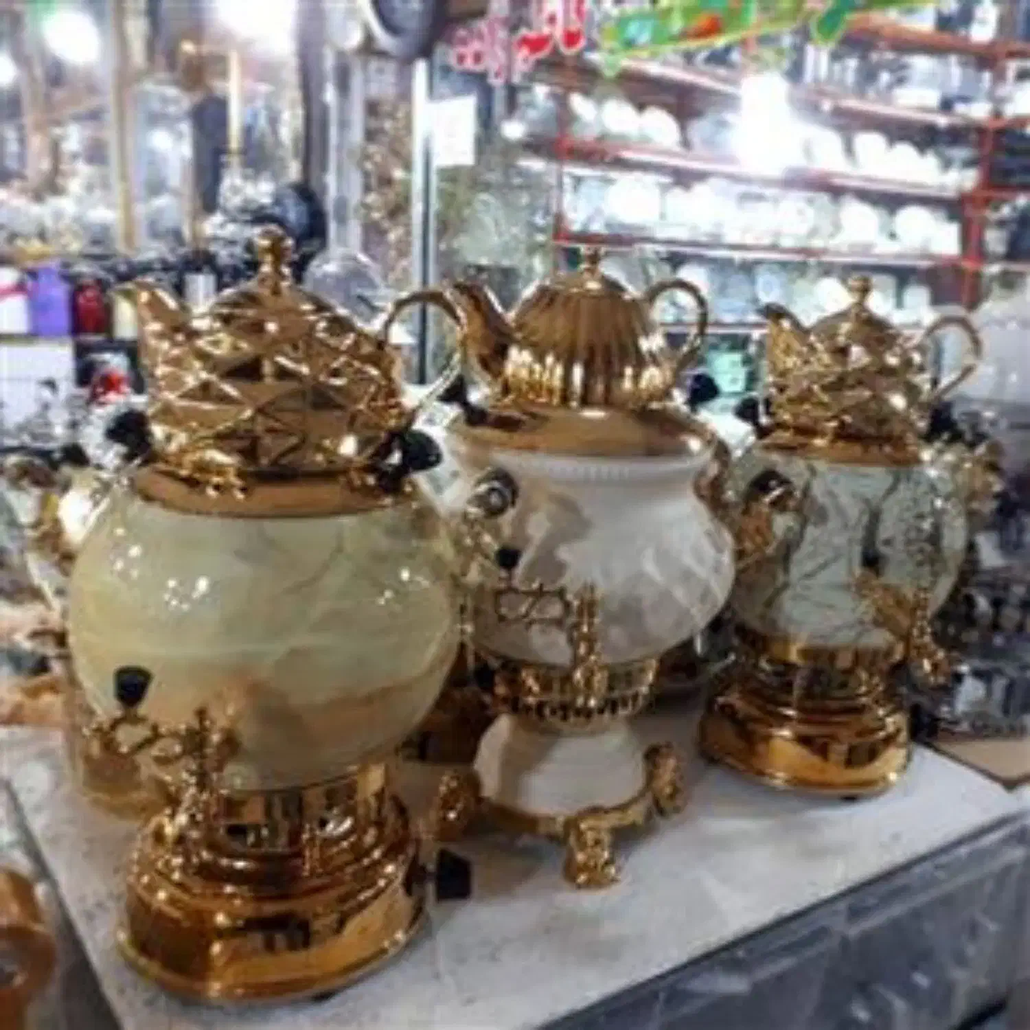 سماور گازی طرح سنگ طلایی و فیروزه ای سماورگازی|قوری، کتری، قهوه‌ساز دستی|یزد, |دیوار