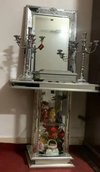 سرویس چوب و آینه شمعدان|بوفه، ویترین، کنسول|نیشابور, جمهوری|دیوار