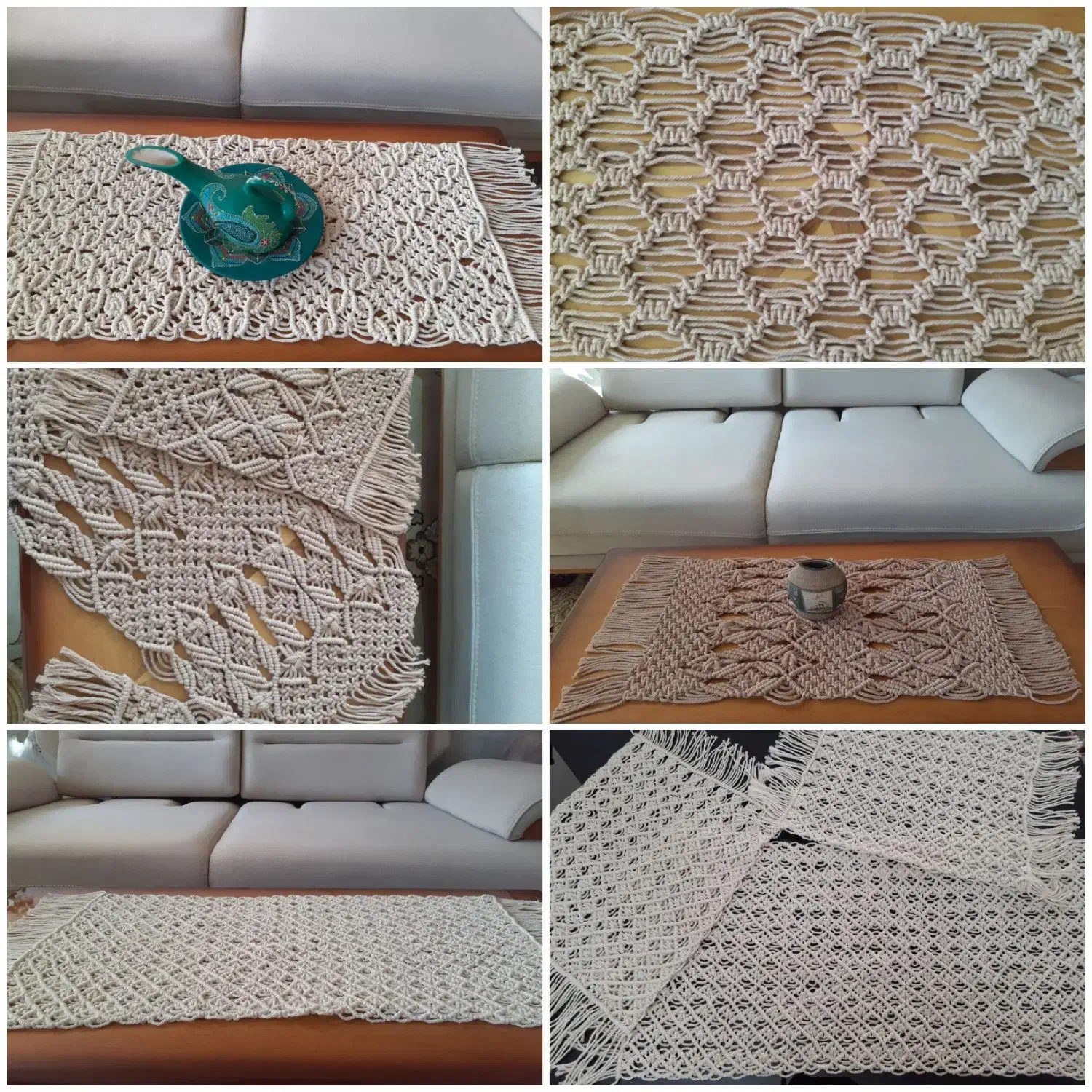 مکرومه بافی|پرده، رانر، رومیزی|آباده, |دیوار