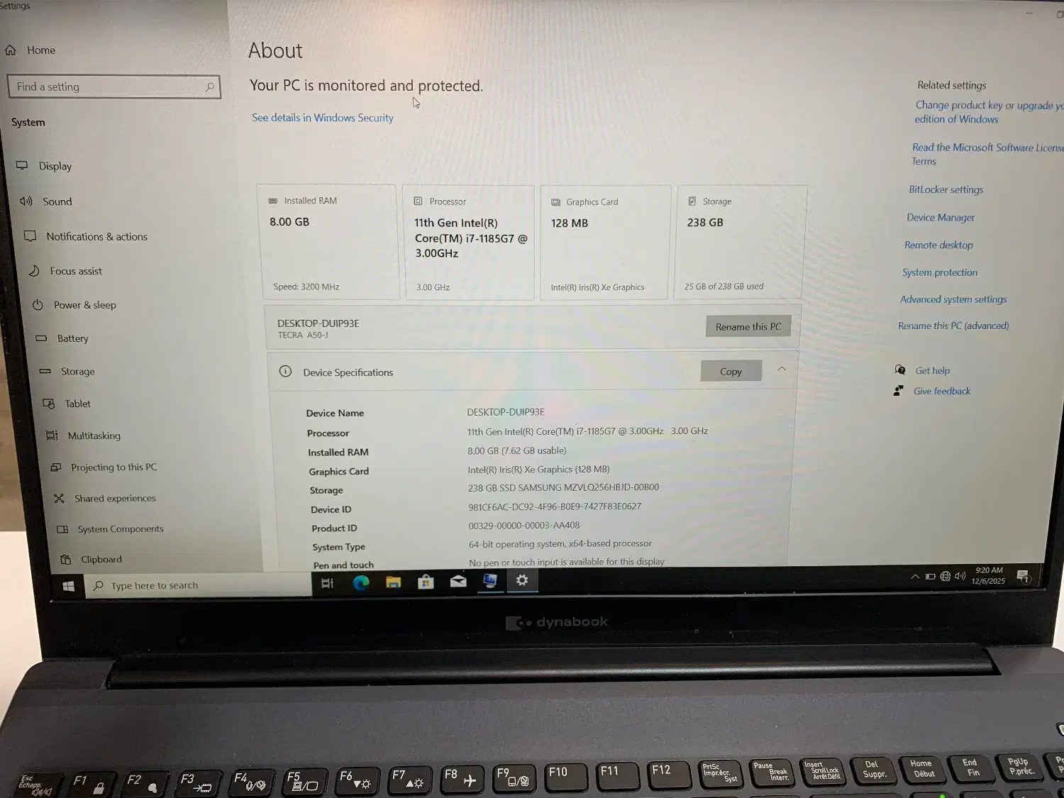 لپ تاپ استوک DynaBook Tecra A50 گرید A++|رایانه همراه|اندیشه, اندیشه فاز ۳|دیوار