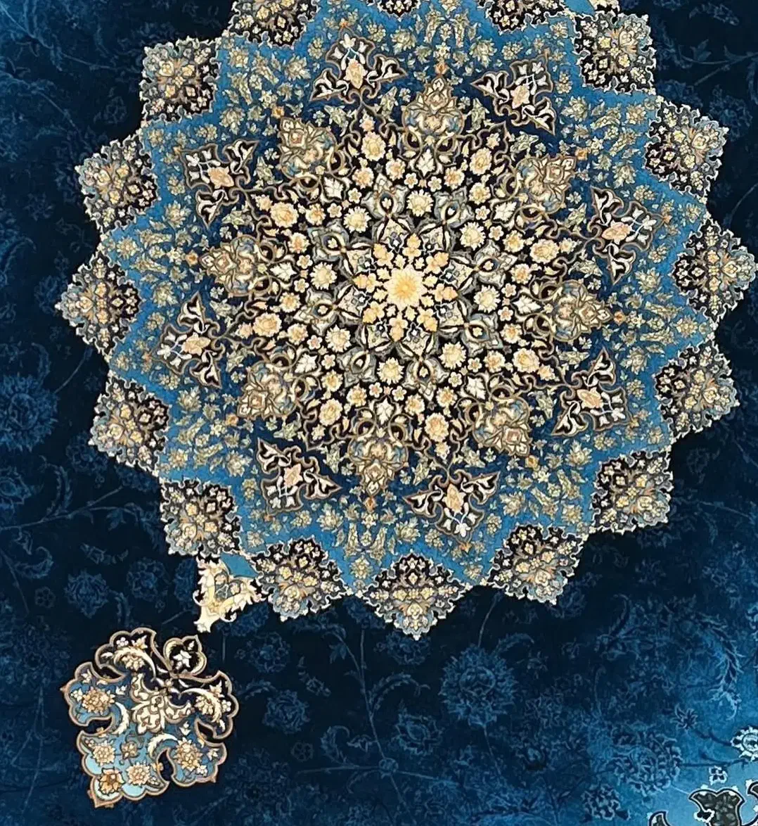 فرش آبی کاربنی ۱۲۰۰شانه ابعاد ۱۲متری جدید|فرش|شیراز, قلات|دیوار