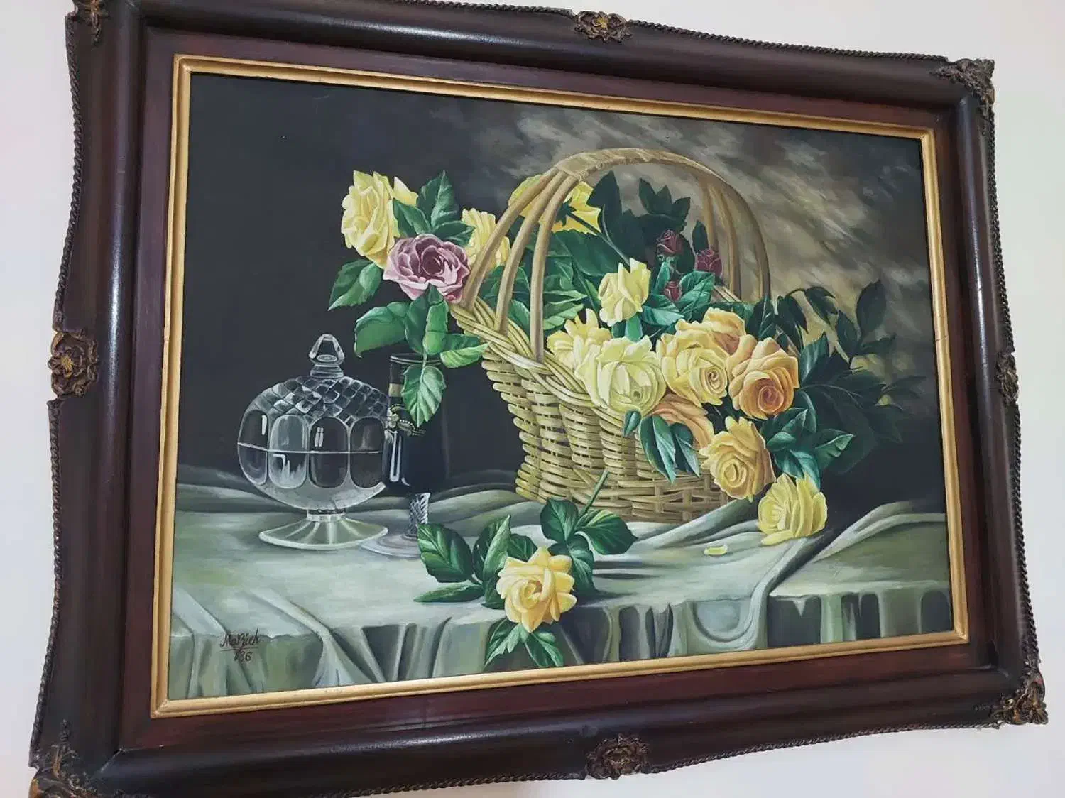 تابلو رنگ روغن ۹۰×۷۰ سبد گل|تابلو، نقاشی، عکس|تهران, تهرانسر شرقی|دیوار