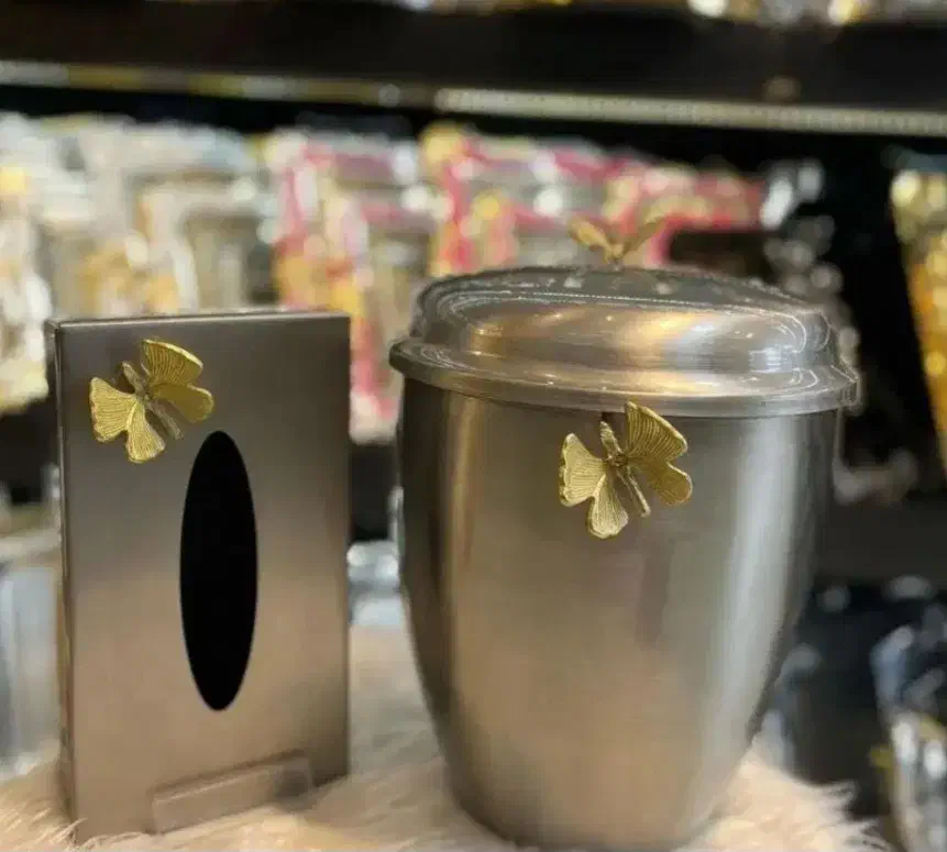 ست سطل و دستمال کاغذی فلزی پروانه|ظروف سرو و پذیرایی|رباط‌کریم, رباط‌کریم|دیوار