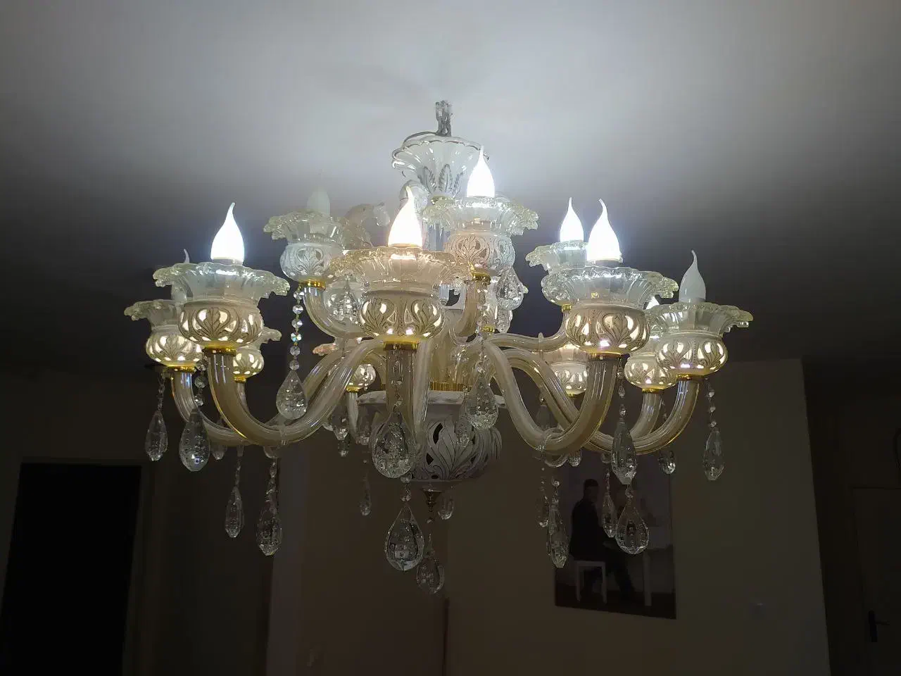 فروش لوستر 15 شعله کریستال و دیوارکوب نو|لوستر و چراغ آویز|ملارد, |دیوار