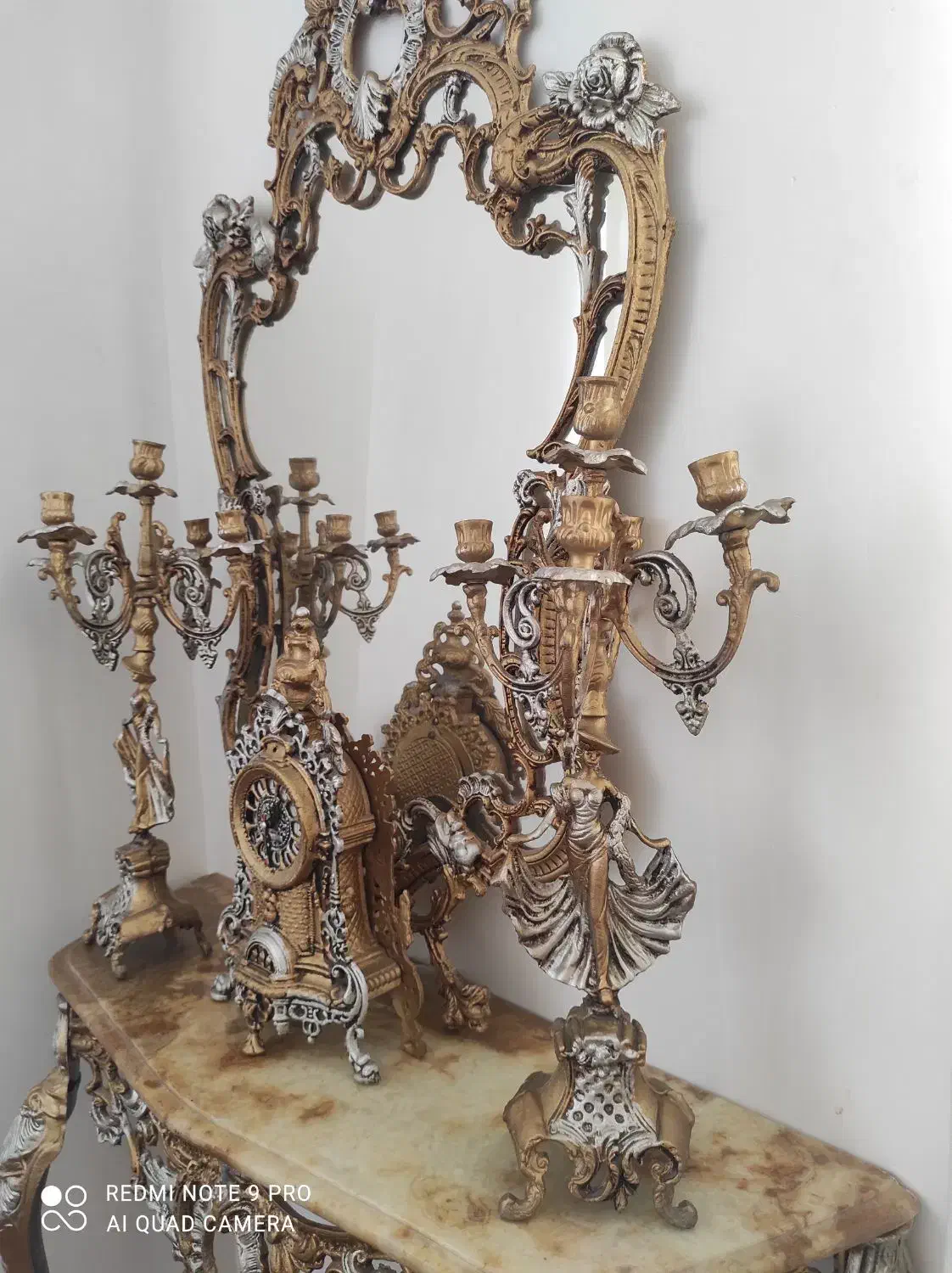 آینه شمعدان به همراه ساعت درحدنو|آینه|الوند, |دیوار