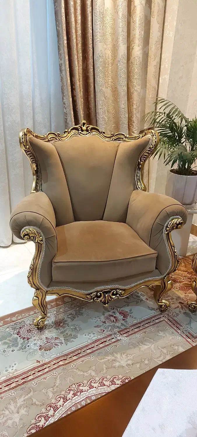 مبلمان ۷ نفره نیمه استیل ورق طلا|مبلمان خانگی و میز عسلی|ری, شهادت|دیوار