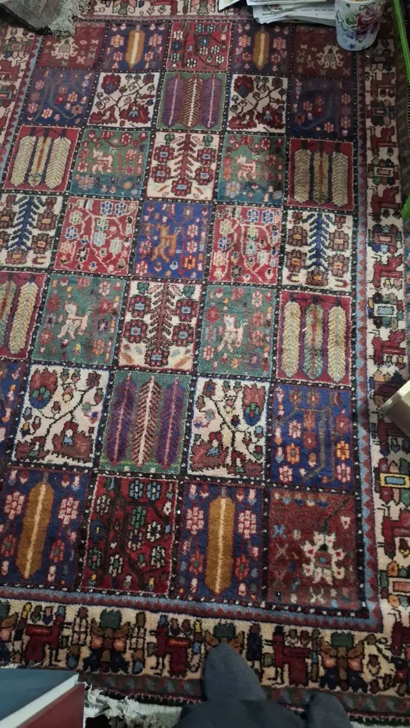 فرش خشتی دست بافت قدیمی طلا نا یاب به فروش میرسد|فرش|اصفهان, نقش جهان|دیوار