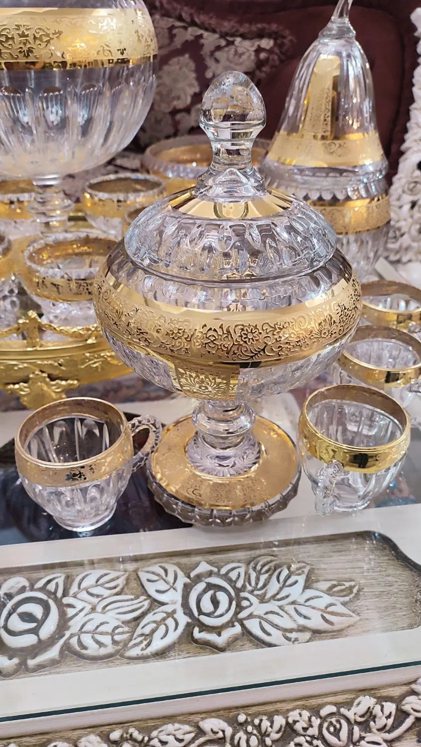سرویس کریستال پذیرای اصل بوهمیاطلاکوب نصف قیمت باز|ظروف سرو و پذیرایی|تهران, ایوانک|دیوار