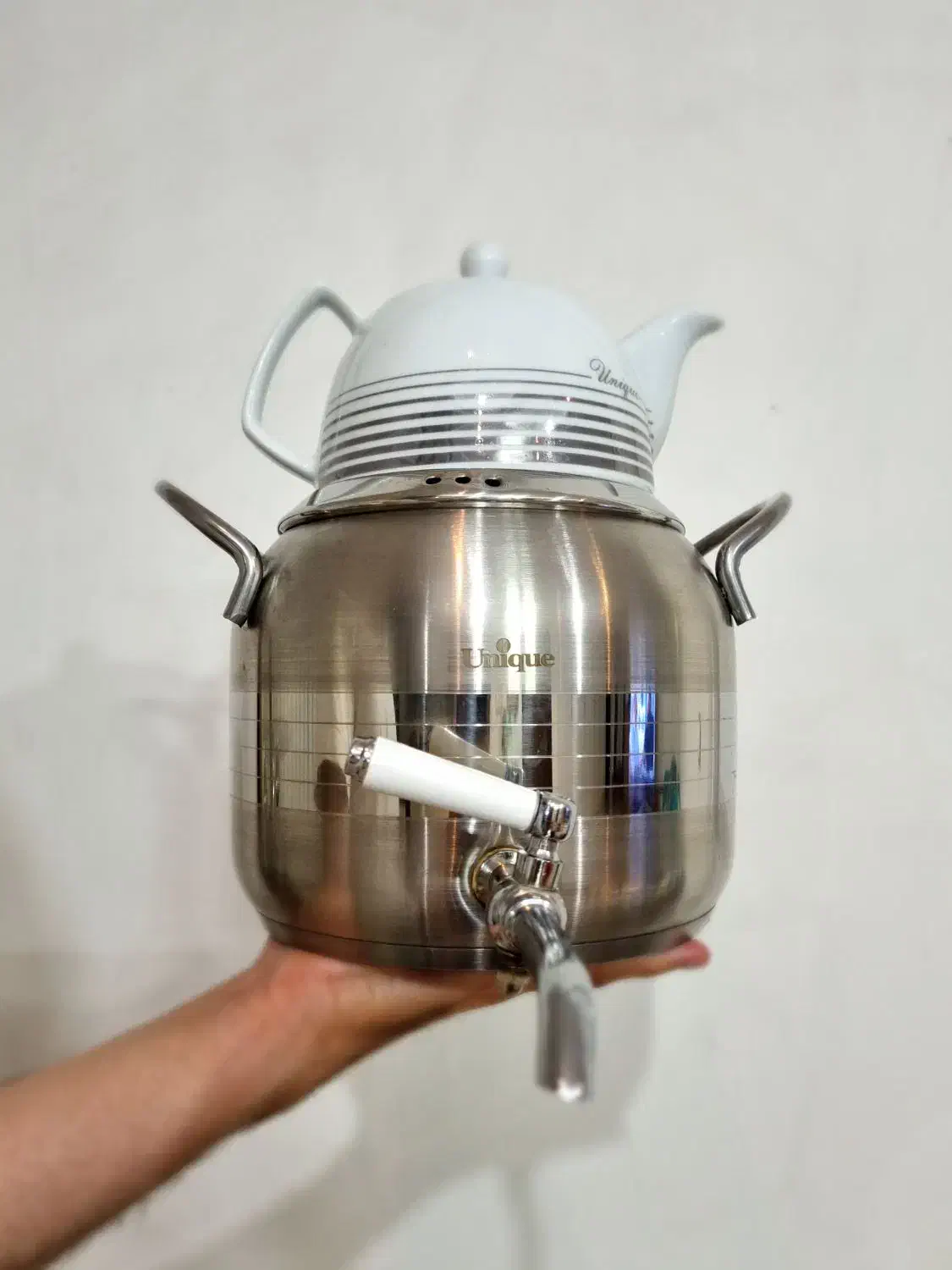 کتری قوری استیل یونیک کاملا نو|قوری، کتری، قهوهساز دستی|قم, بنیاد|دیوار