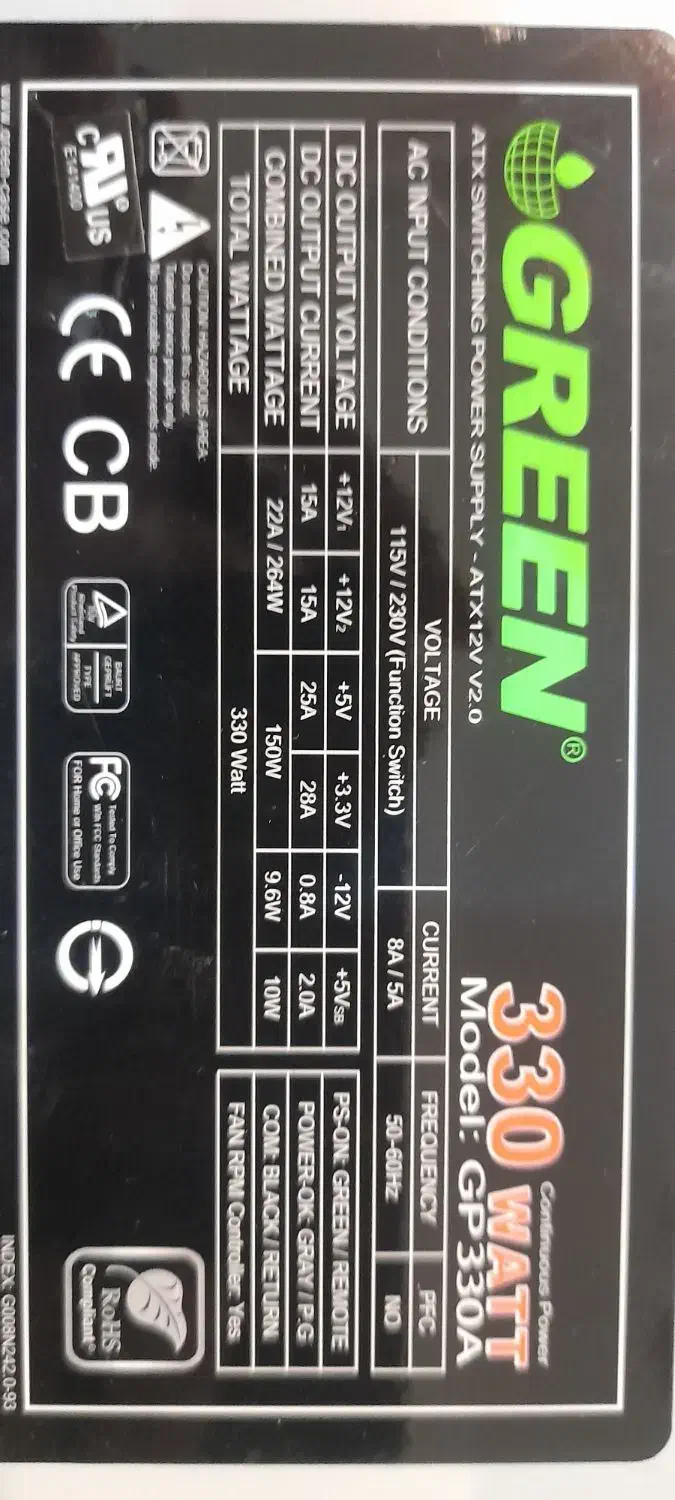 پاور 330 وات گرین|قطعات و لوازم جانبی رایانه|تهران, شهرک دانشگاه شریف|دیوار