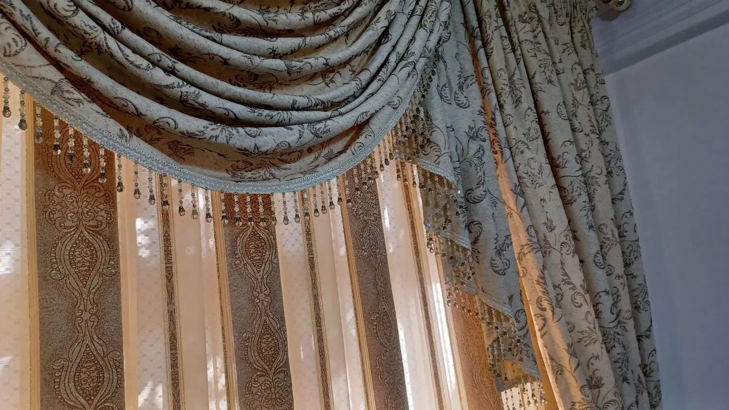 فروش پرده حریر هال پذیرایی|پرده، رانر، رومیزی|درگزین, |دیوار