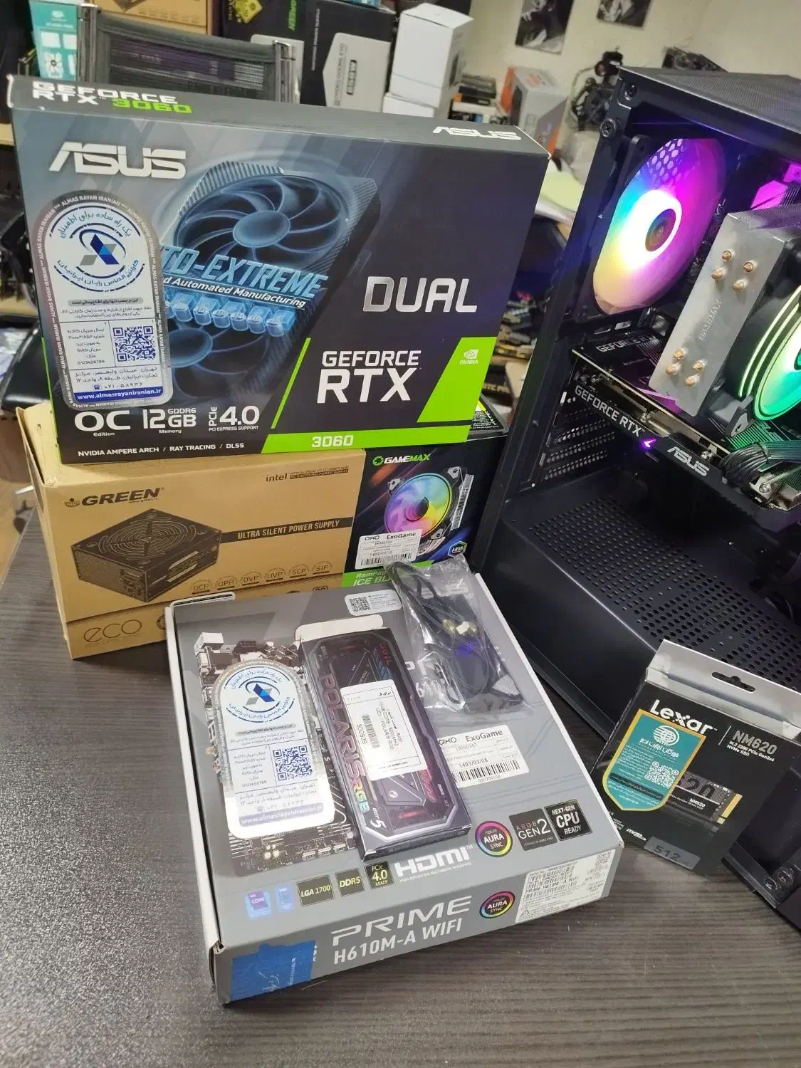 کیس گیمینگ نسل ۱۳ ddr5 h610wifi +RTX 3060 12G asus|رایانه رومیزی|تهران, شیخ هادی|دیوار