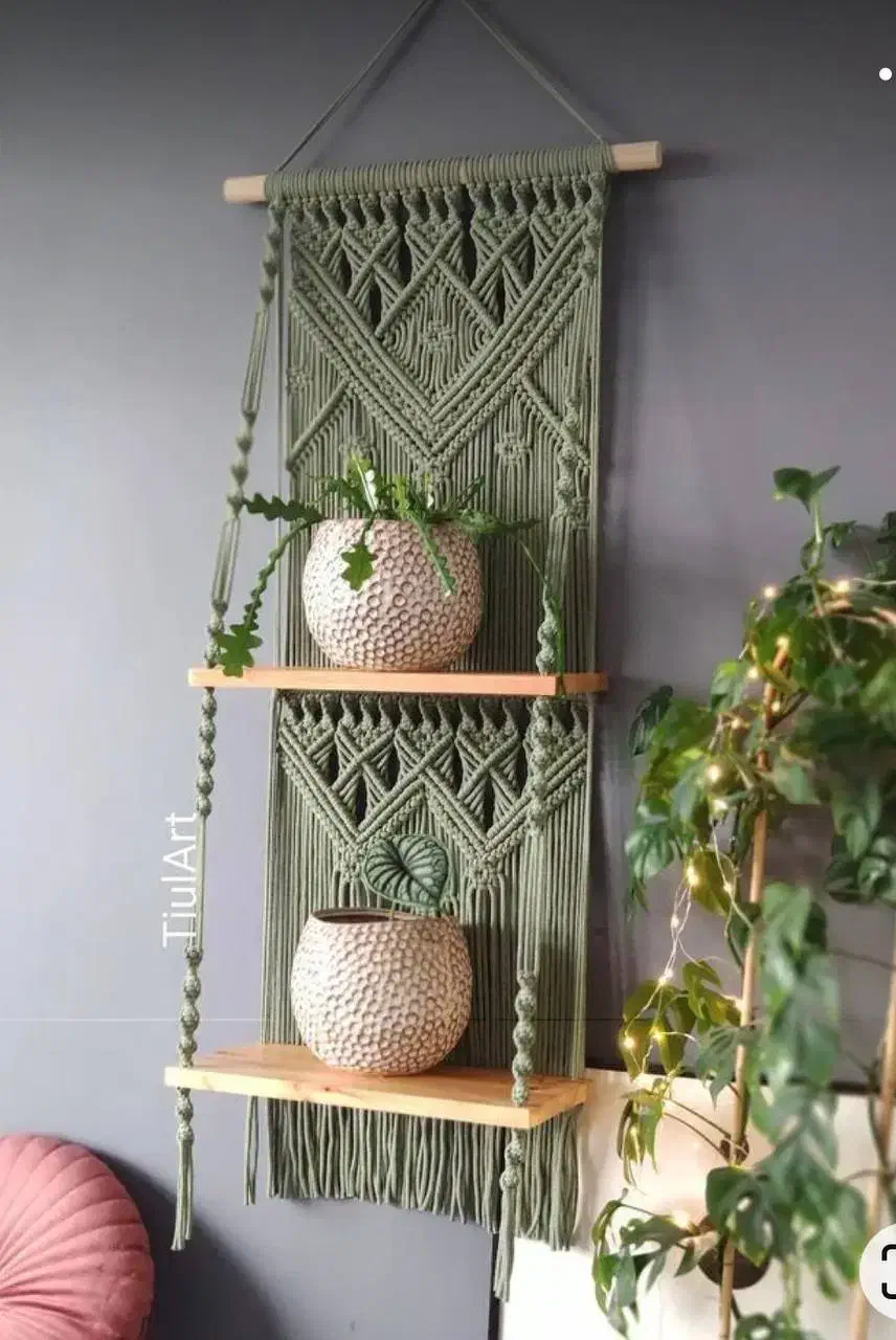 شلف 2 طبقه مکرومه|کتابخانه، شلف، قفسههای دیواری|فردیس, شهرک سپاه|دیوار