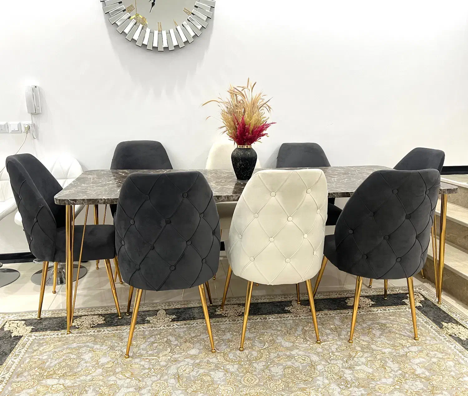 میز نهار خوری ۸ نفره پایه فلز چستر پارچه نانو|میز و صندلی غذاخوری|سنندج, |دیوار