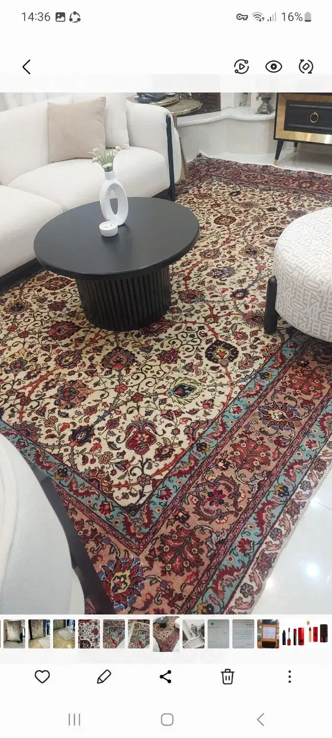 فرش دستبافت تبریز مدل افشان رنگ اصلی کرم ۹ متری|فرش|رشت, بلوار گیلان|دیوار