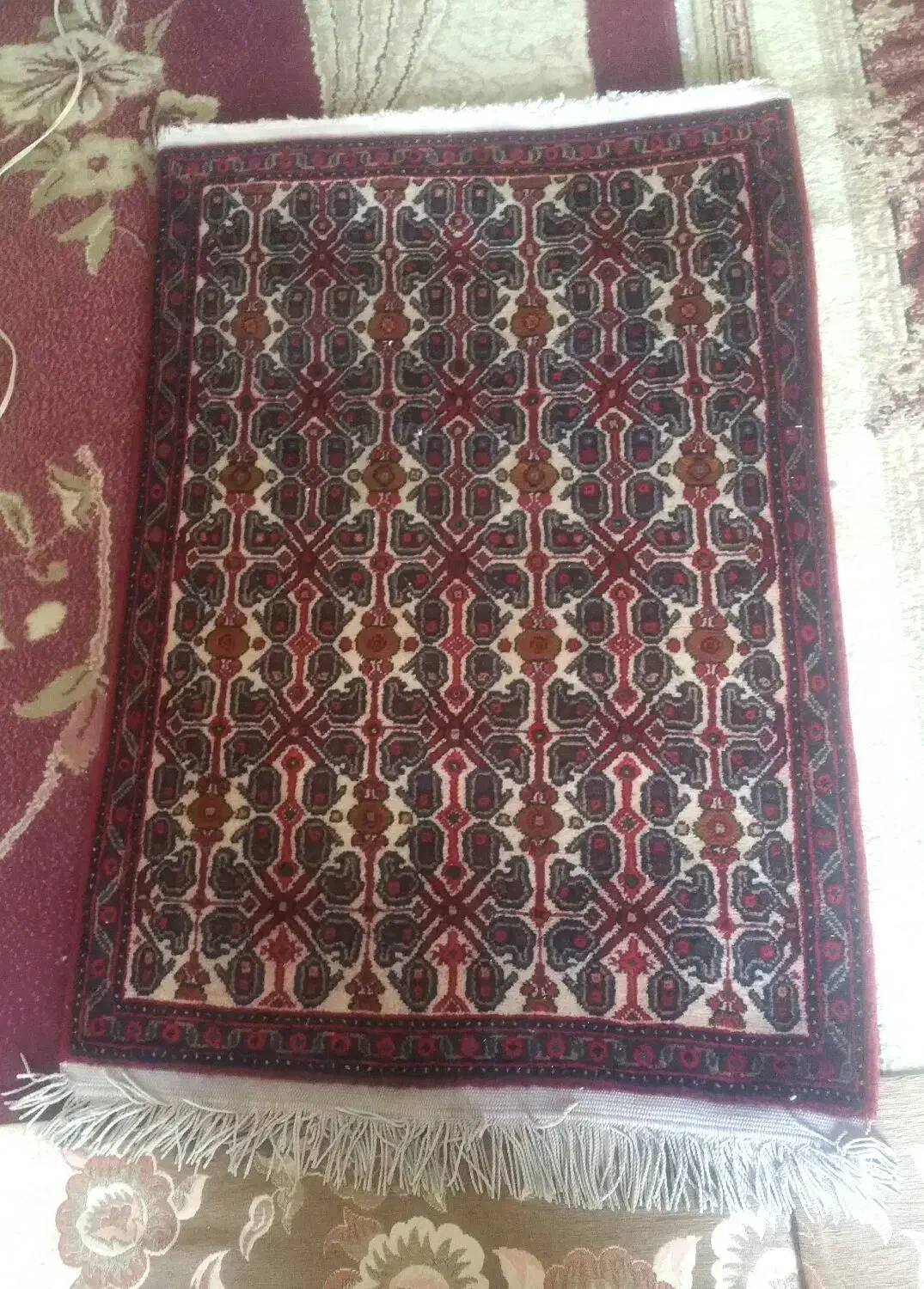 فرش دستباف سنندج طرح بته سایز پشتی|فرش|شهریار, شهریار|دیوار