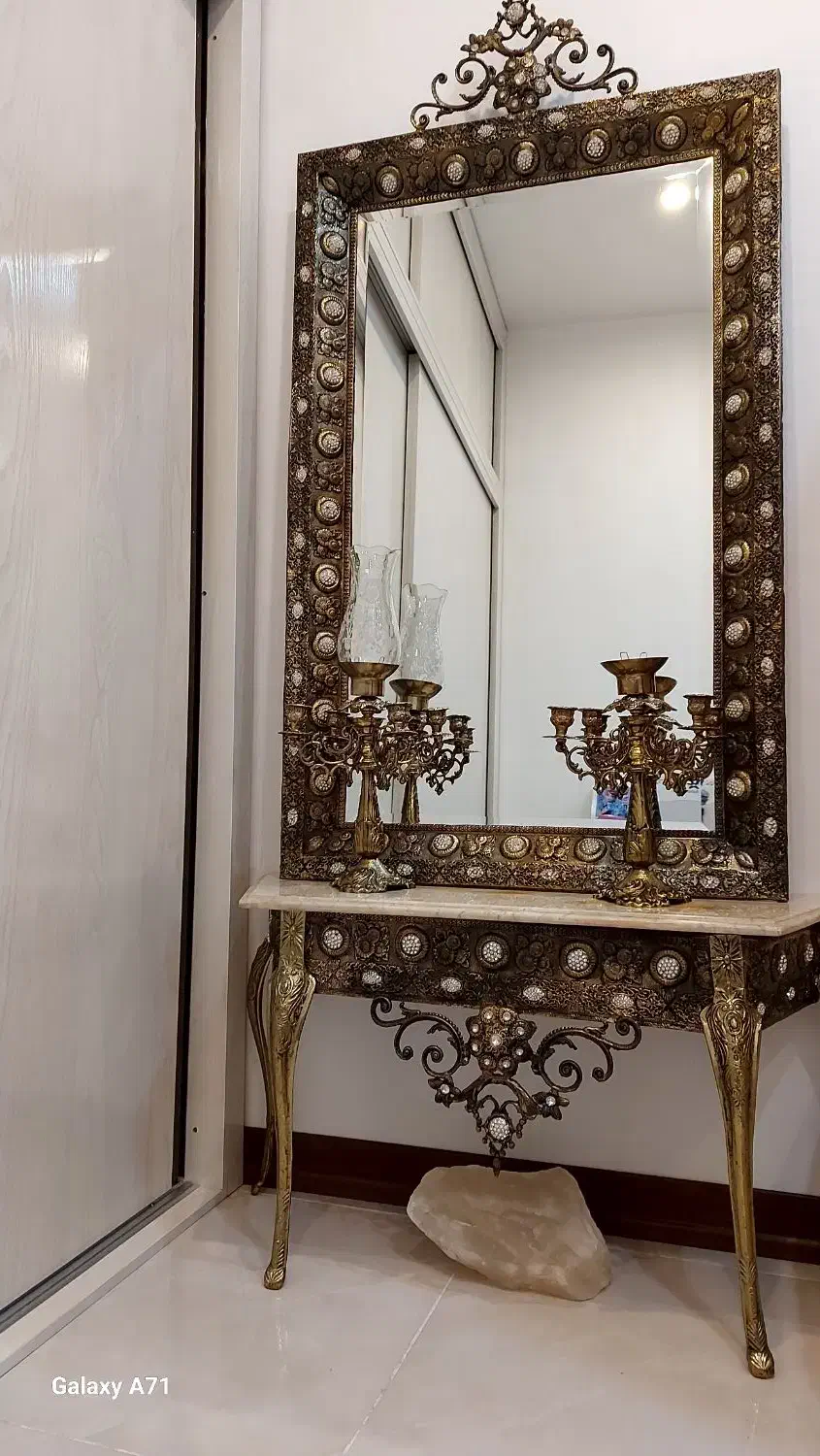 آیینه شمعدان برنج|آینه|ری, شهرک نظامی|دیوار