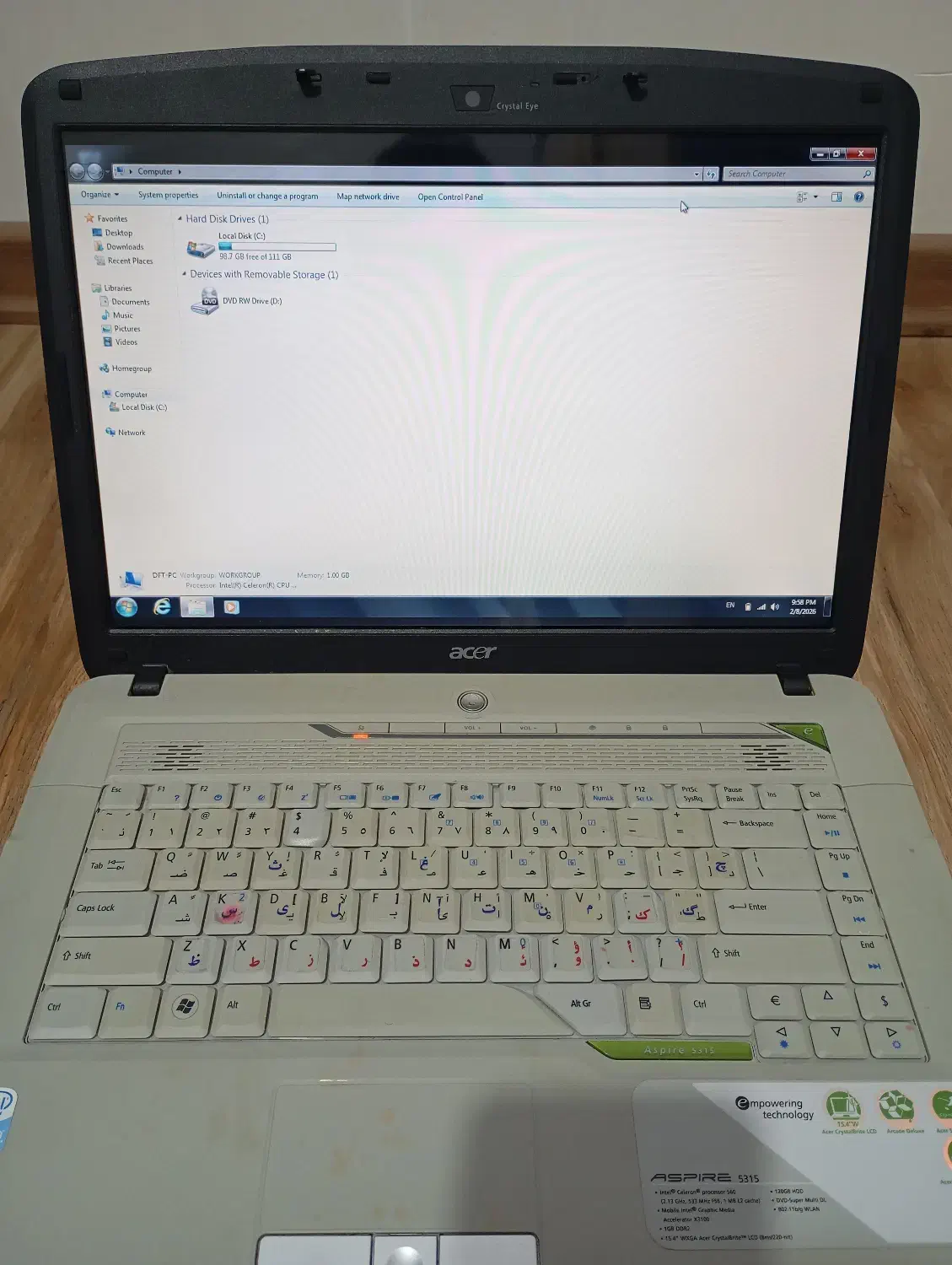 لپتاپ acer aspire 5315|رایانه همراه|تبریز, |دیوار