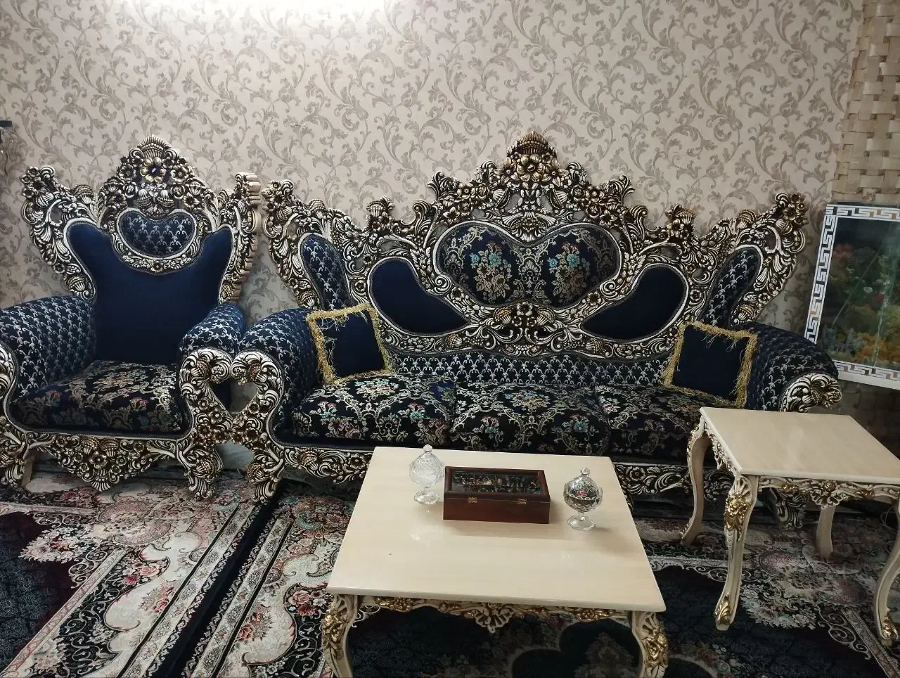 مبل سلطنتی 9نفره به همراه ناهارخوری|مبلمان خانگی و میز عسلی|پاکدشت, خاتون آباد|دیوار