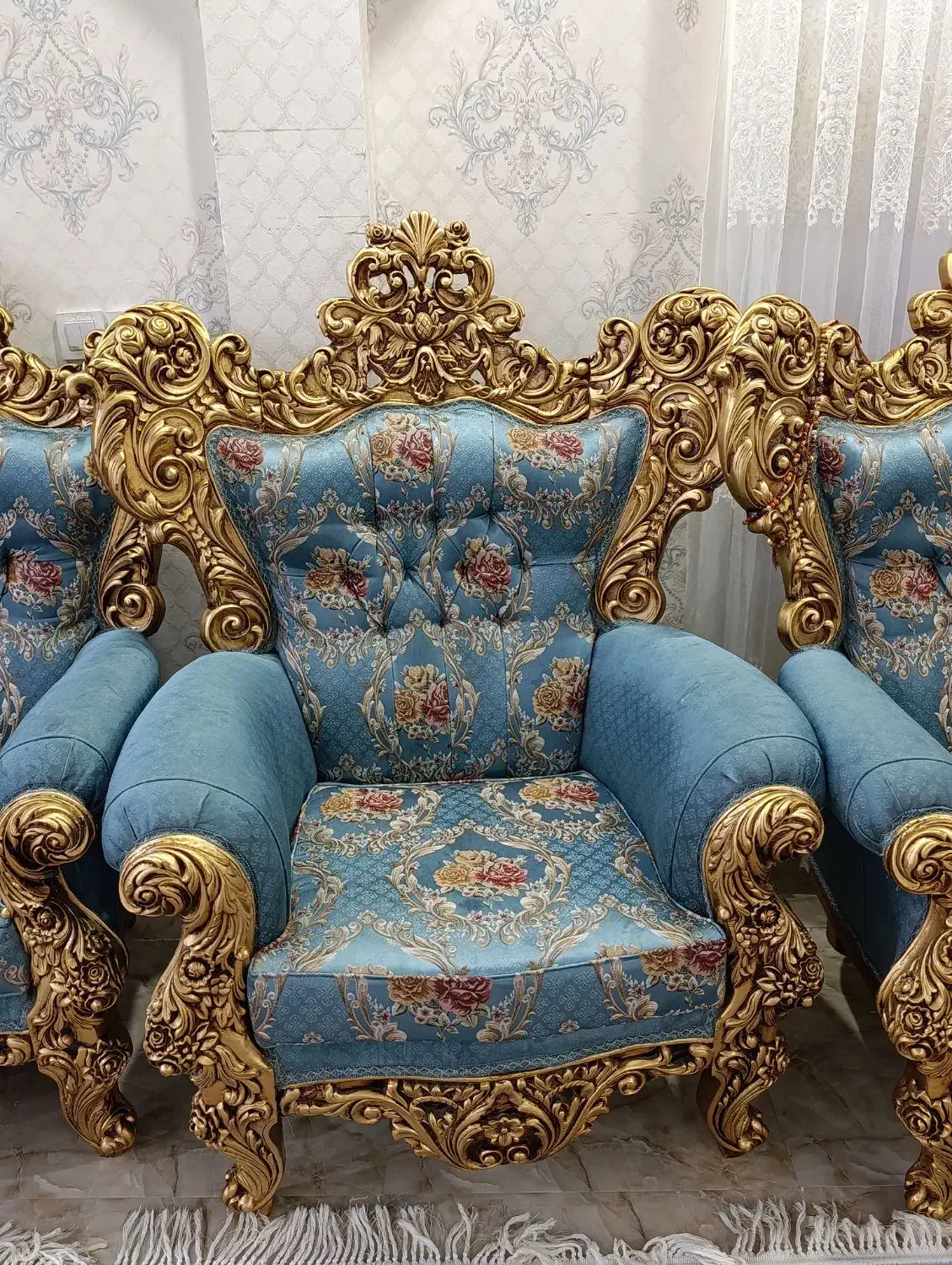 فروش مبل سلطنتی 9نفر و پرده سلطنتی|مبلمان خانگی و میز عسلی|سنندج, |دیوار