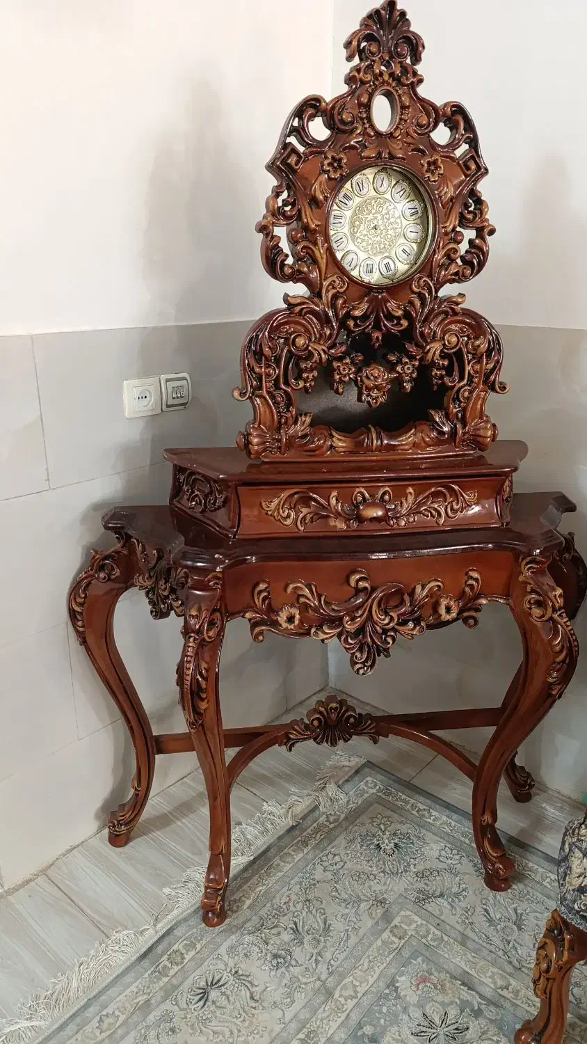 ساعت و کنسول تمام چوب راش|بوفه، ویترین، کنسول|قرچک, مهدیه|دیوار