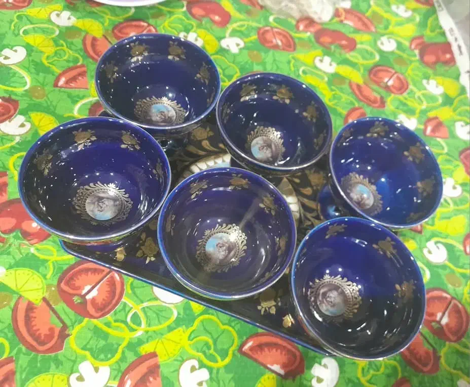 بستنی خوری سرمه ای طلا کوب خارجی|ظروف سرو و پذیرایی|علی‌آباد کتول, |دیوار