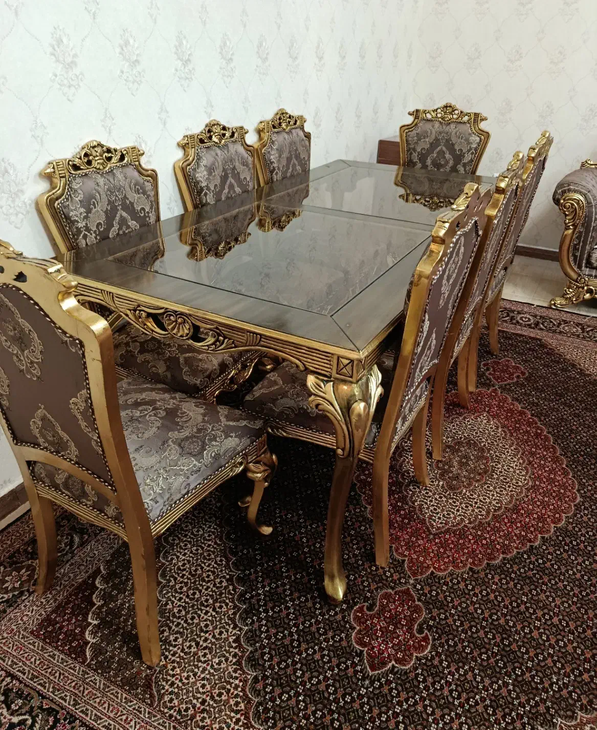 مبل سلطنتی 9نفره و ناهارخوری 8نفره|مبلمان خانگی و میز عسلی|بناب, |دیوار