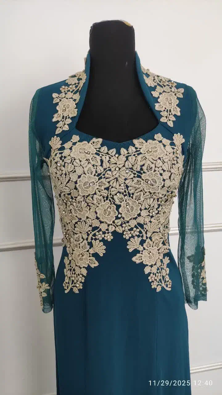 پیراهن مجلسی اپلیکه دوزی کشی|لباس|لنجان, |دیوار