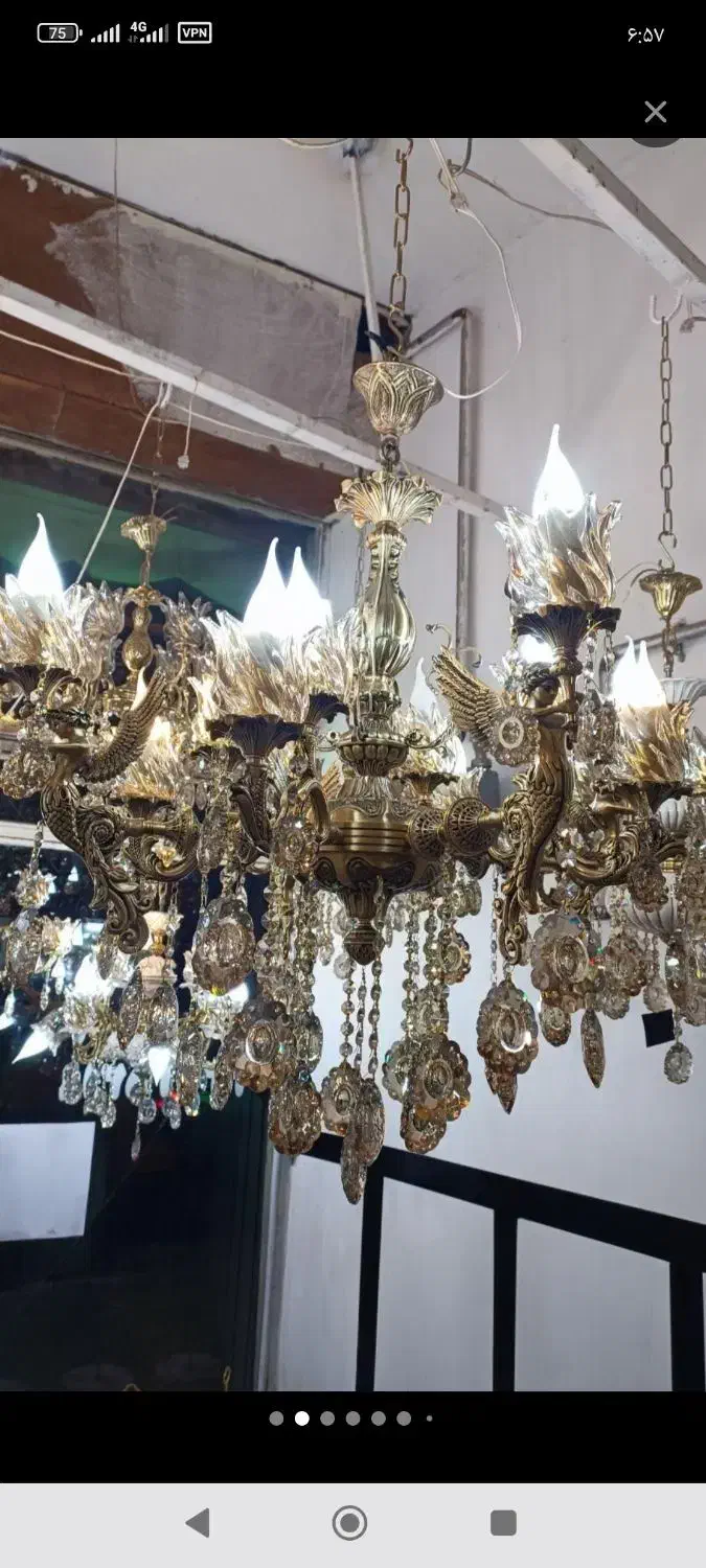 لوستربرنزی ده شاخه بیست لاله|لوستر و چراغ آویز|اردبیل, |دیوار