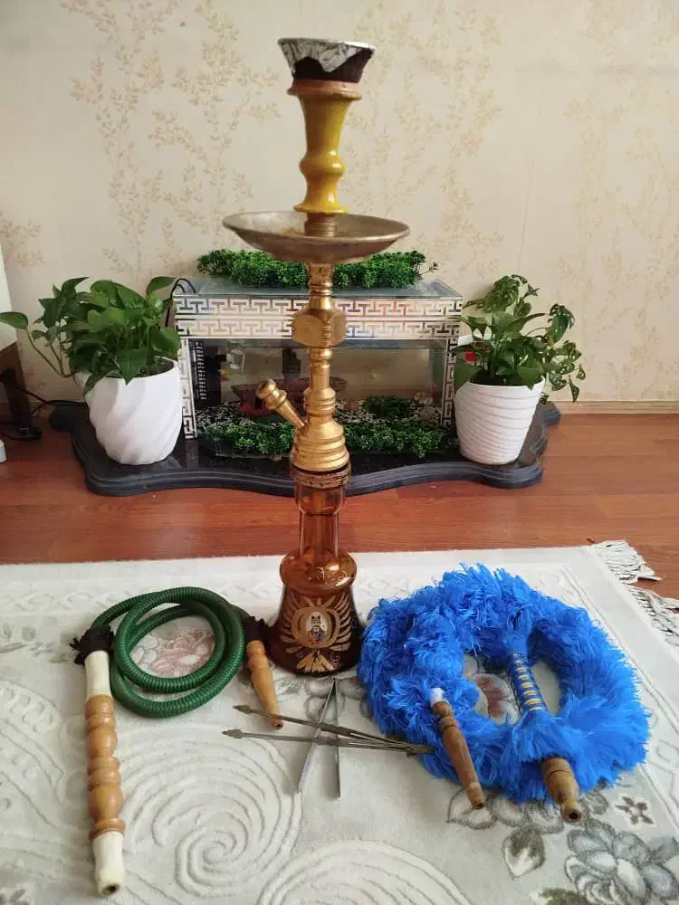 دو عدد قلیان برنج و چوب|صنایع دستی و سایر لوازم تزئینی|پرند, فاز ۵|دیوار