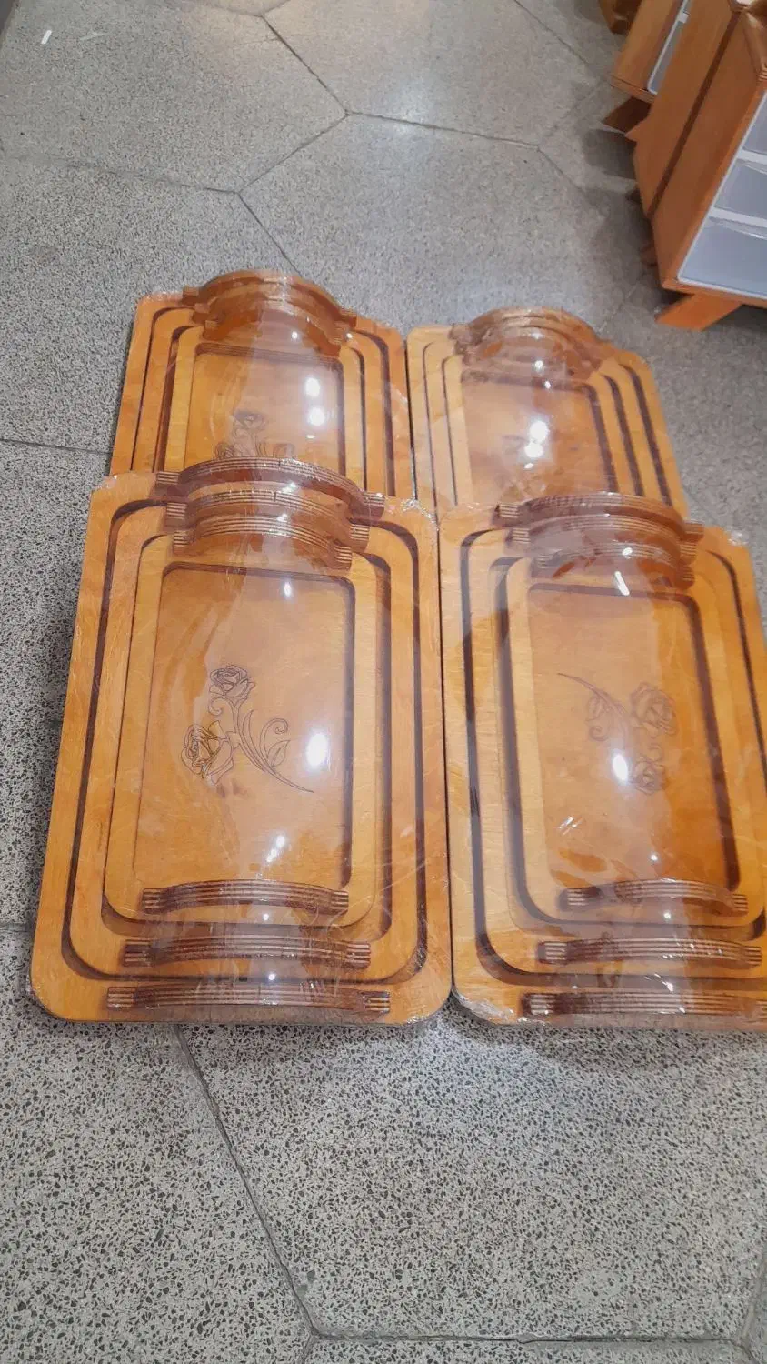 سینی های سه تیکه چوبی دسته دار اک|ظروف سرو و پذیرایی|قم, شهرک فاطمیه|دیوار