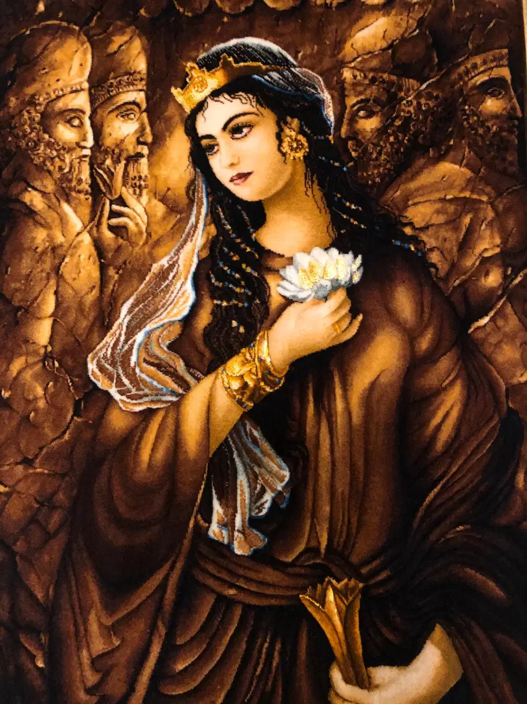 تابلو فرش دستبافت چله نخ گل برجسته|تابلو فرش|تهران, سازمان آب|دیوار