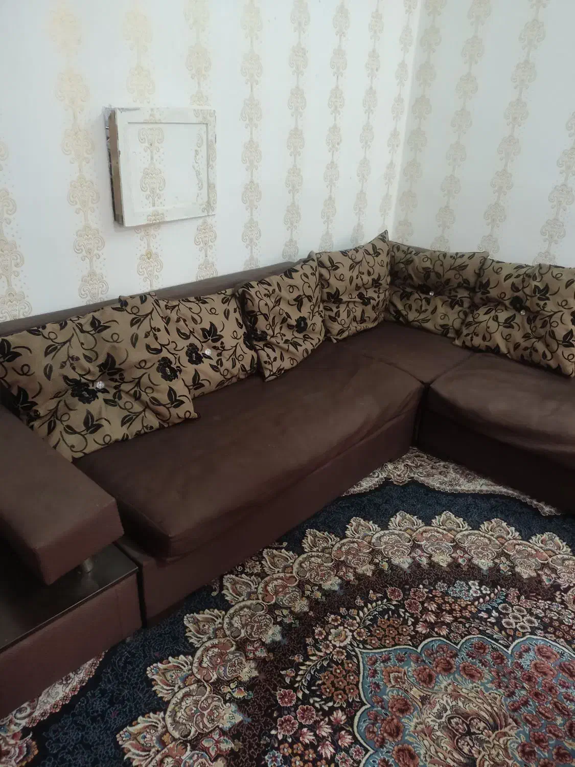 مبل ال قهوه ه ای رنگ ۶نفره|مبلمان خانگی و میز عسلی|شوشتر, |دیوار