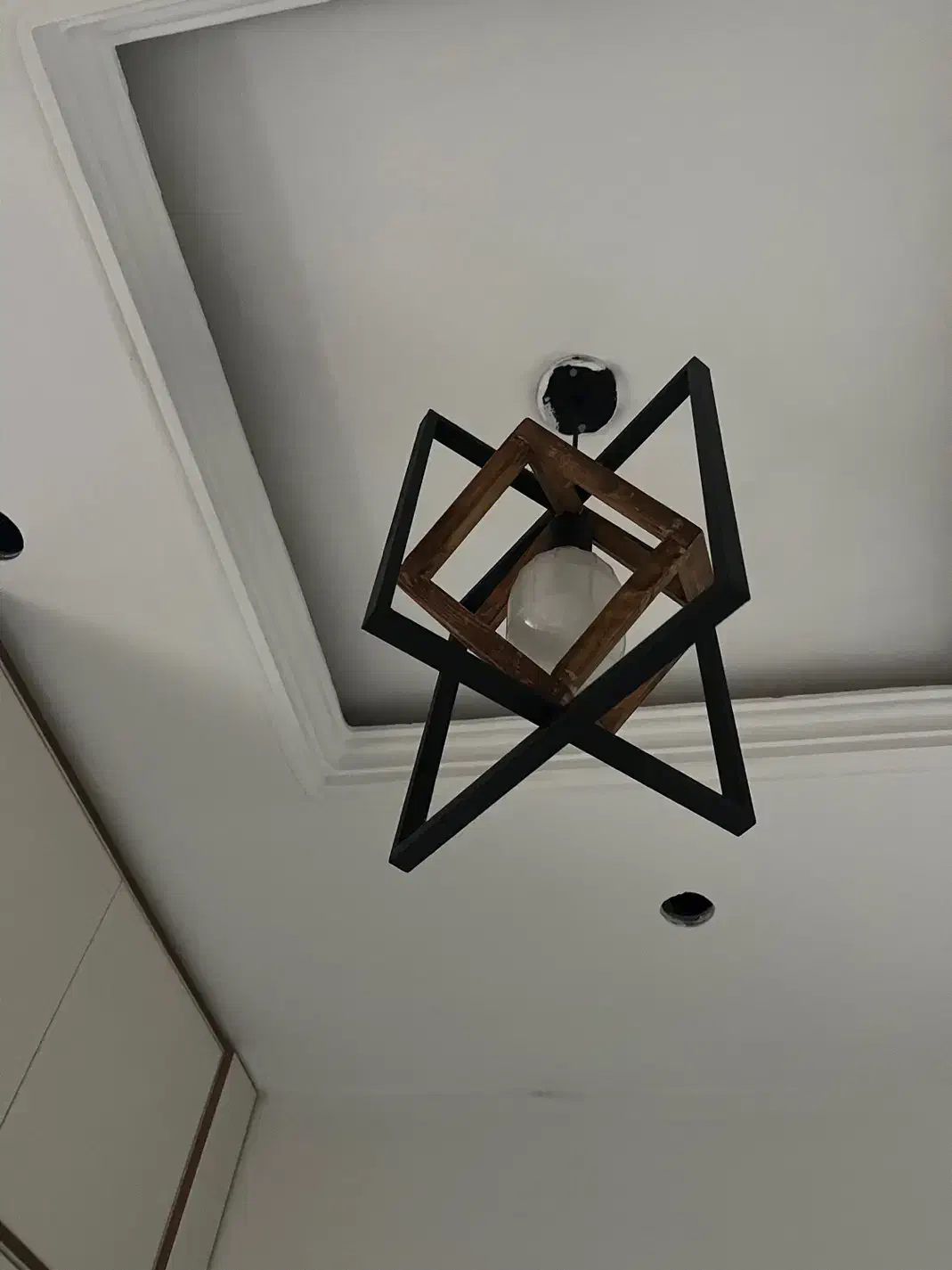 لوستر چوبی فلزی|لوستر و چراغ آویز|تهران, بلورسازی|دیوار