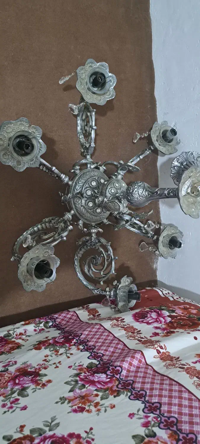 لوسترتمیزوسالم نقره ای برنز|لوستر و چراغ آویز|تبریز, |دیوار