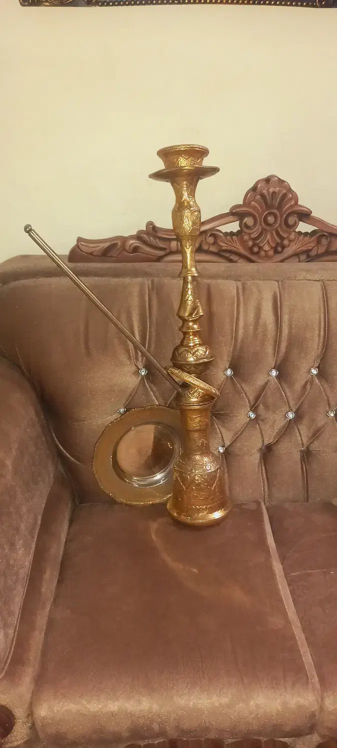 قلیون آب کاری طلا برنج کاره دست|کلکسیون اشیاء عتیقه|مشهد, شفا|دیوار