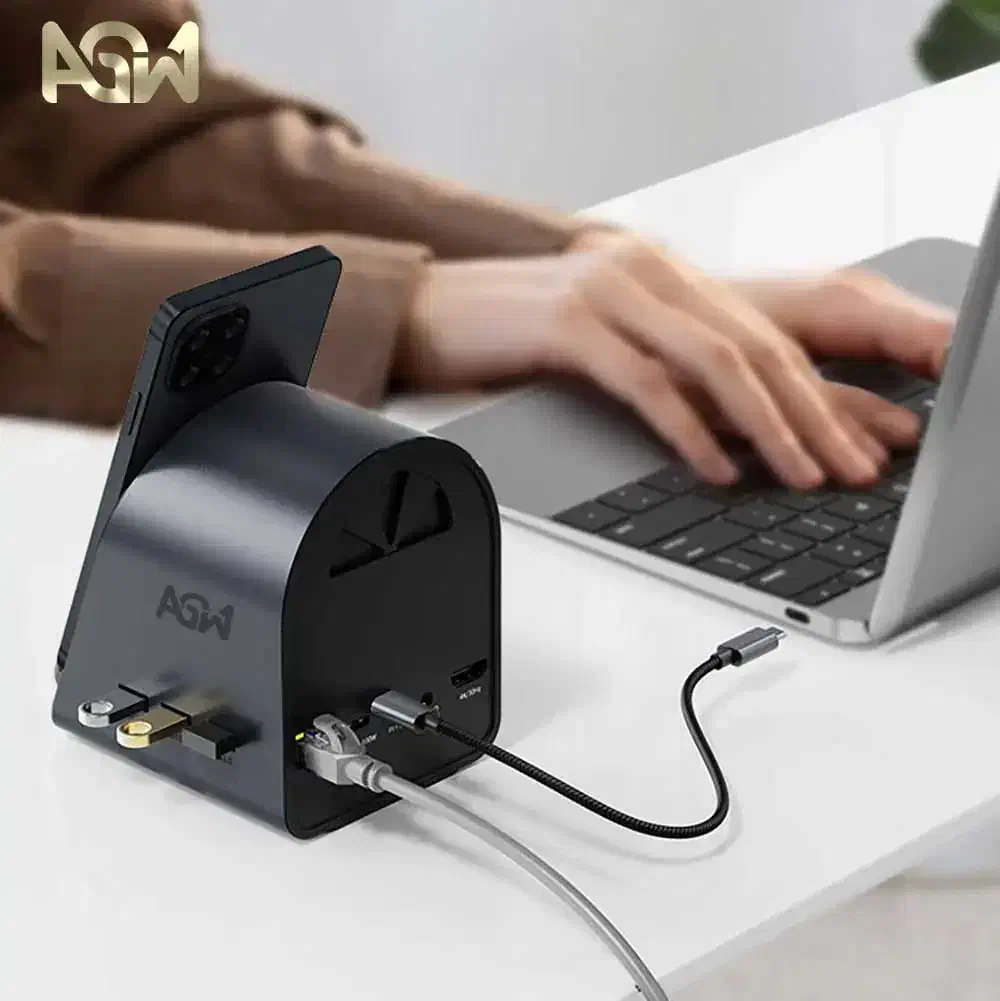 مبدل هاب ۱۱ پورت مدل USB مدل  به همراه شارژ وایرلس|قطعات و لوازم جانبی رایانه|مشکین‌دشت, |دیوار