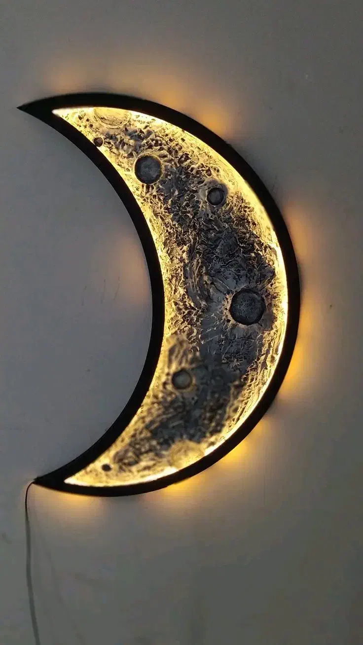 تابلو و ساعت ماه شبتاب،چراغ خواب دستساز|ساعت دیواری و تزئینی|خفر, |دیوار