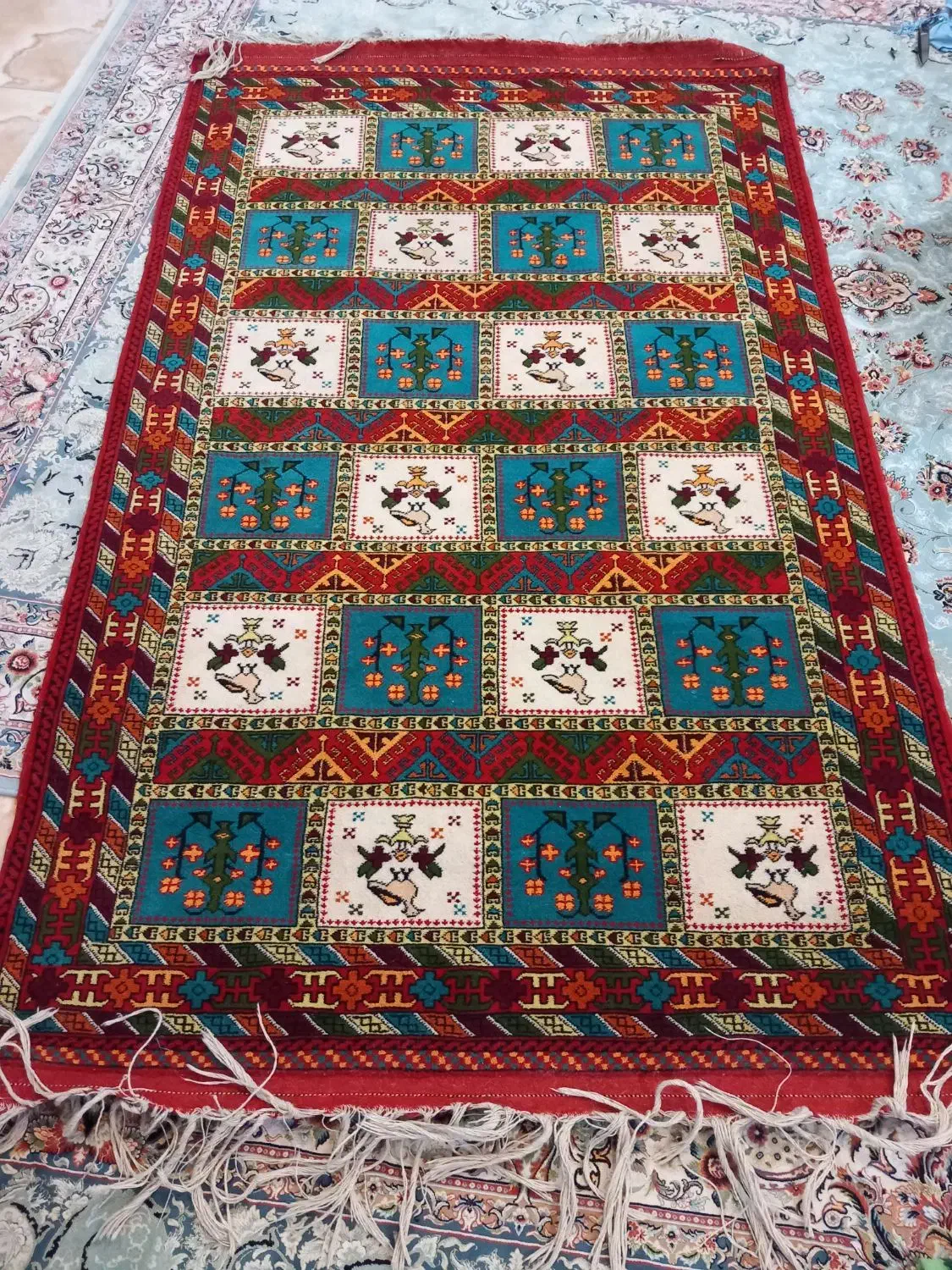 فرش گلیم ترکمنی وپشتی 1/۴۰در2/۱۰|گلیم، جاجیم، گبه|گنبد کاووس, |دیوار