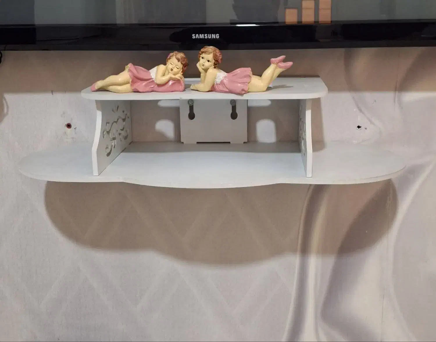 شلف دیواری دو طبقه|کتابخانه، شلف، قفسه‌های دیواری|خرم‌آباد, |دیوار