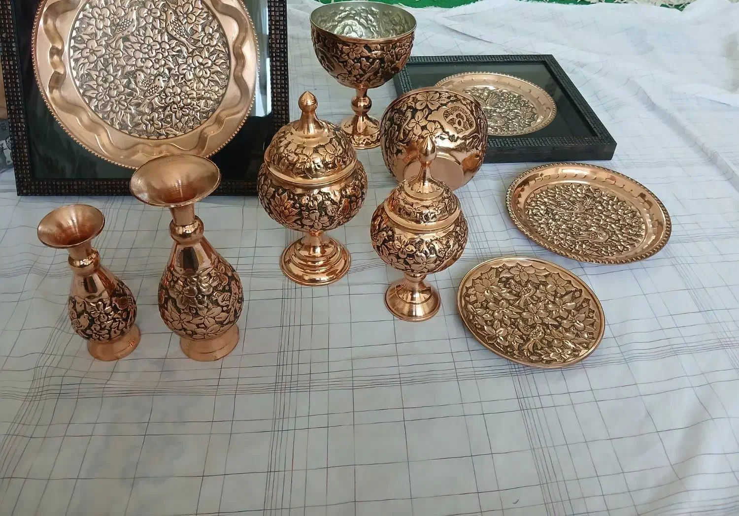 ظروف مسی قلمزنی|صنایع دستی و سایر لوازم تزئینی|شاهین‌شهر, شهرک ردانی پور|دیوار