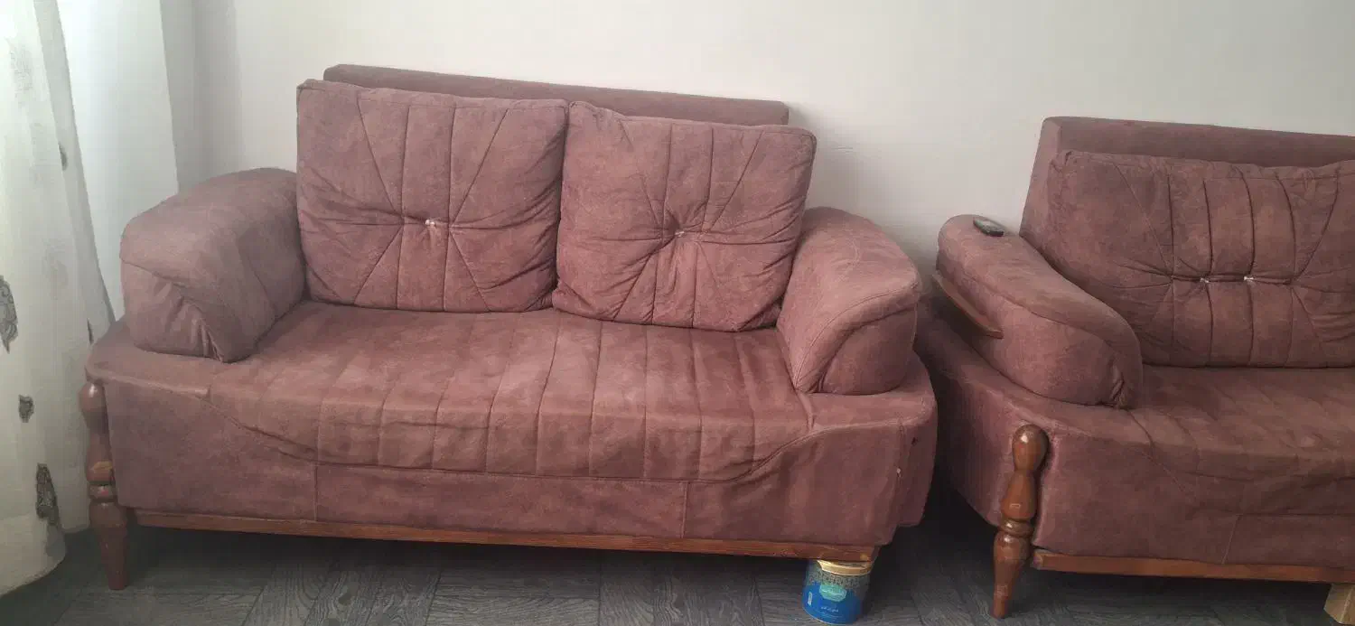 مبل 7 نفره با دوتا تکی کرم رنگ|مبلمان خانگی و میز عسلی|مینودشت, |دیوار