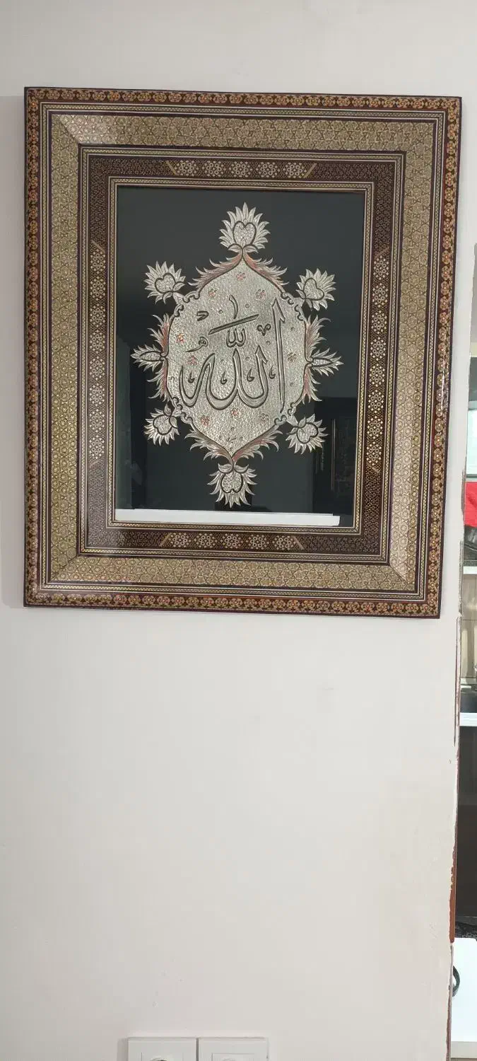 تابلو خاتم کاری و مس کوبی آینه ای|کلکسیون اشیاء عتیقه|قزوین, |دیوار